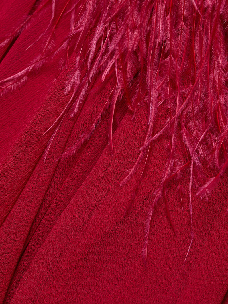 Women's Geisha V-Neck Feather Gown - Red 8