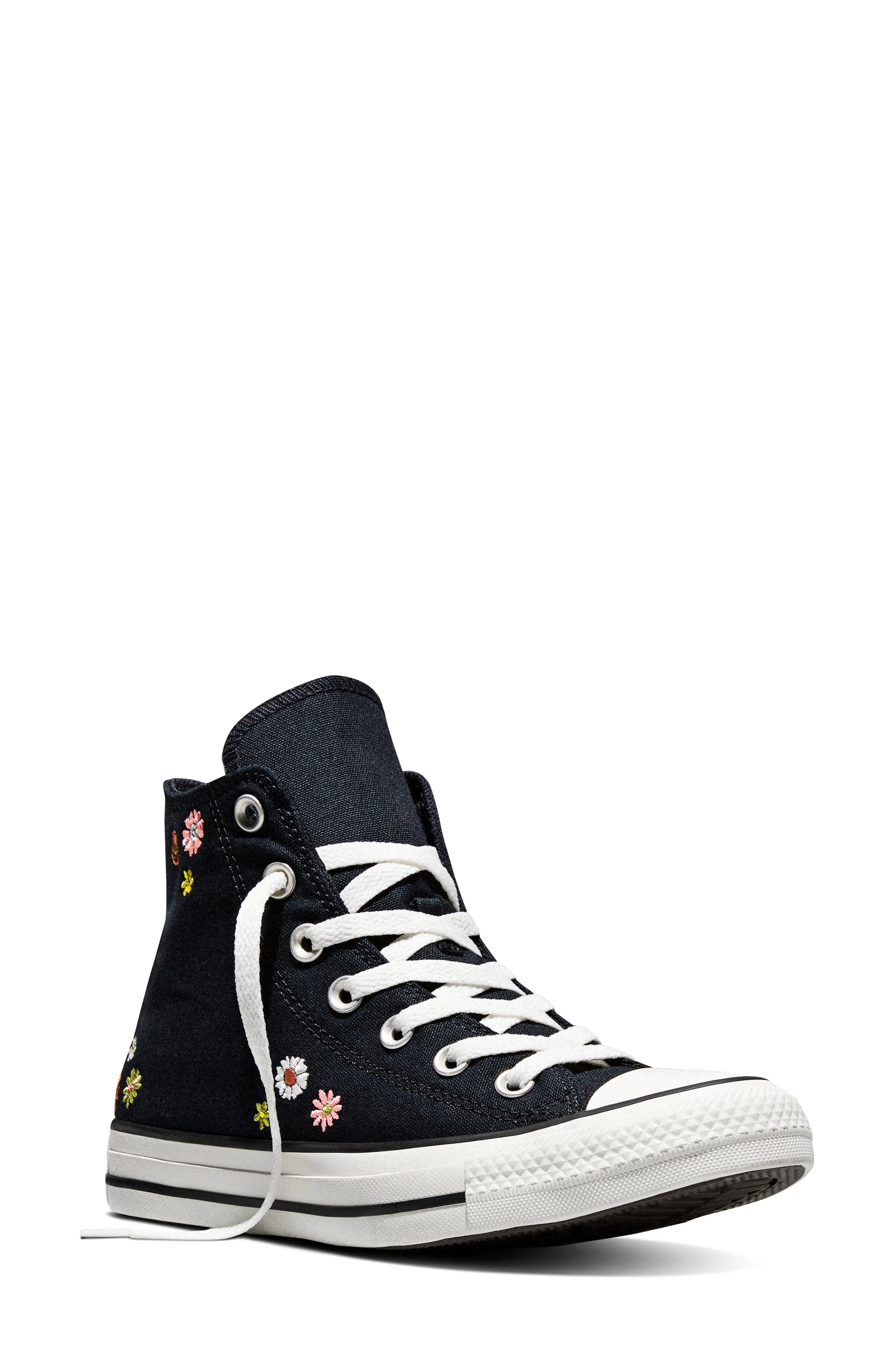 Converse Gender Inclusive Chuck Taylor All Star Floral Embroidered Canvas High Top Sneaker in Black/ - 1