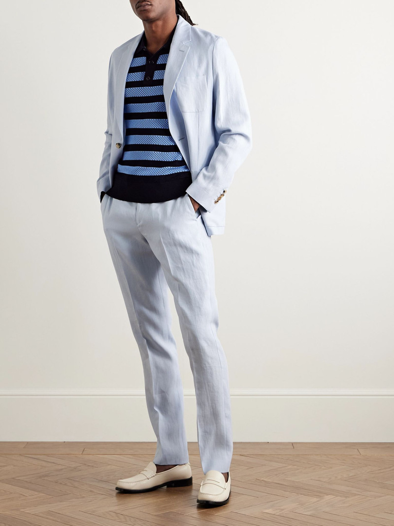 Paul Smith Unstructured Linen Suit Jacket Blue outlook