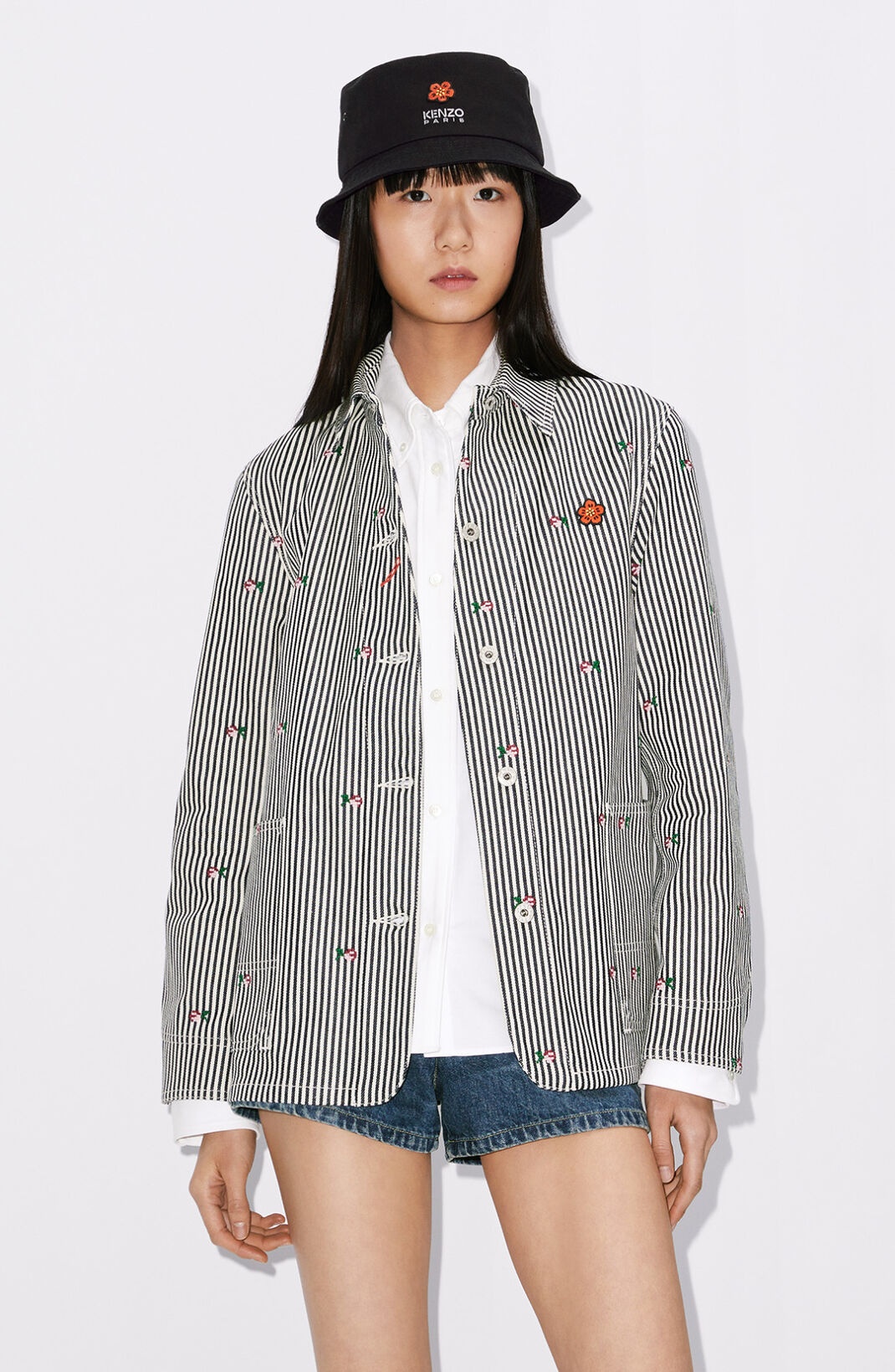 'KENZO Pixel' striped denim workwear jacket - 4