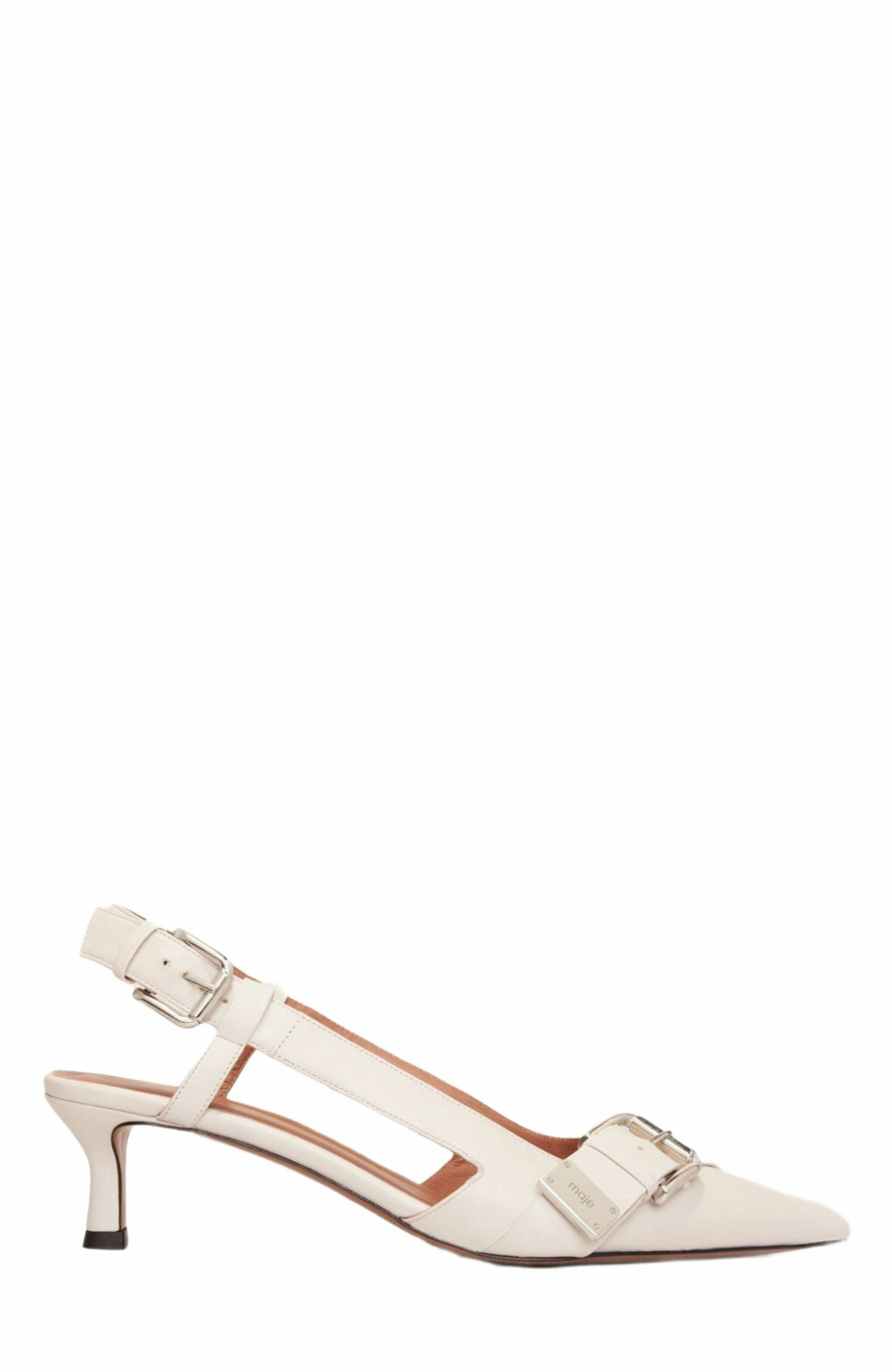 maje Double buckle slingback pump in White at Nordstrom - 6