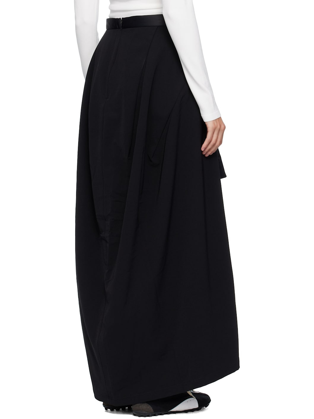 Black Padded Midi Skirt - 3