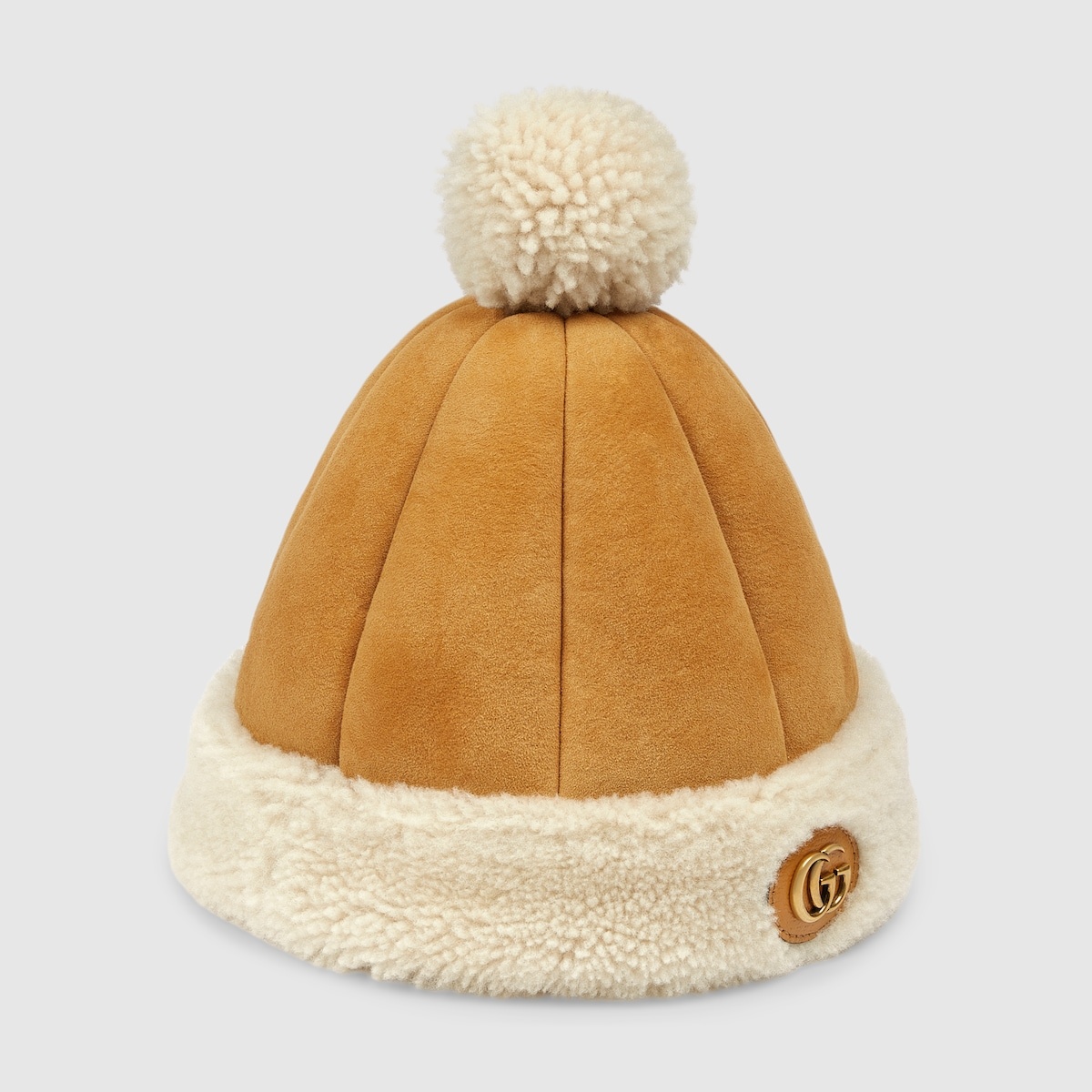 Suede hat with shearling trim - 1