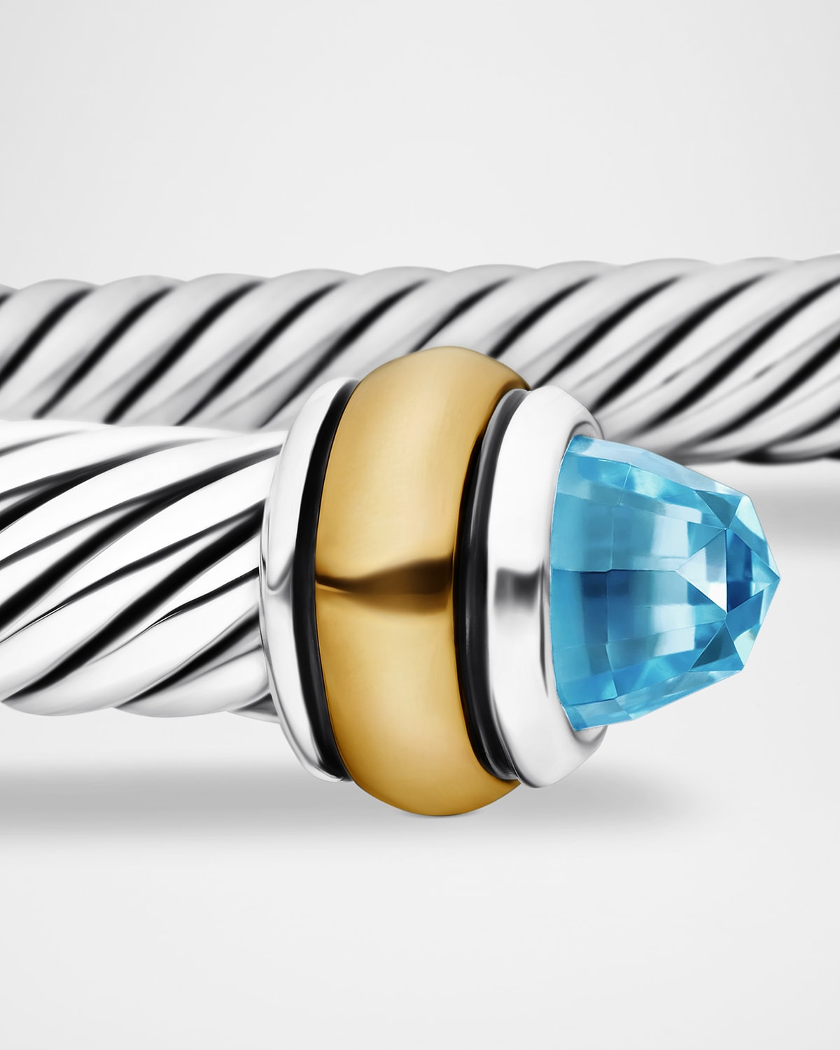 Cable Bracelet with Gemstone in Silver with 18K Gold, 4mm - 5