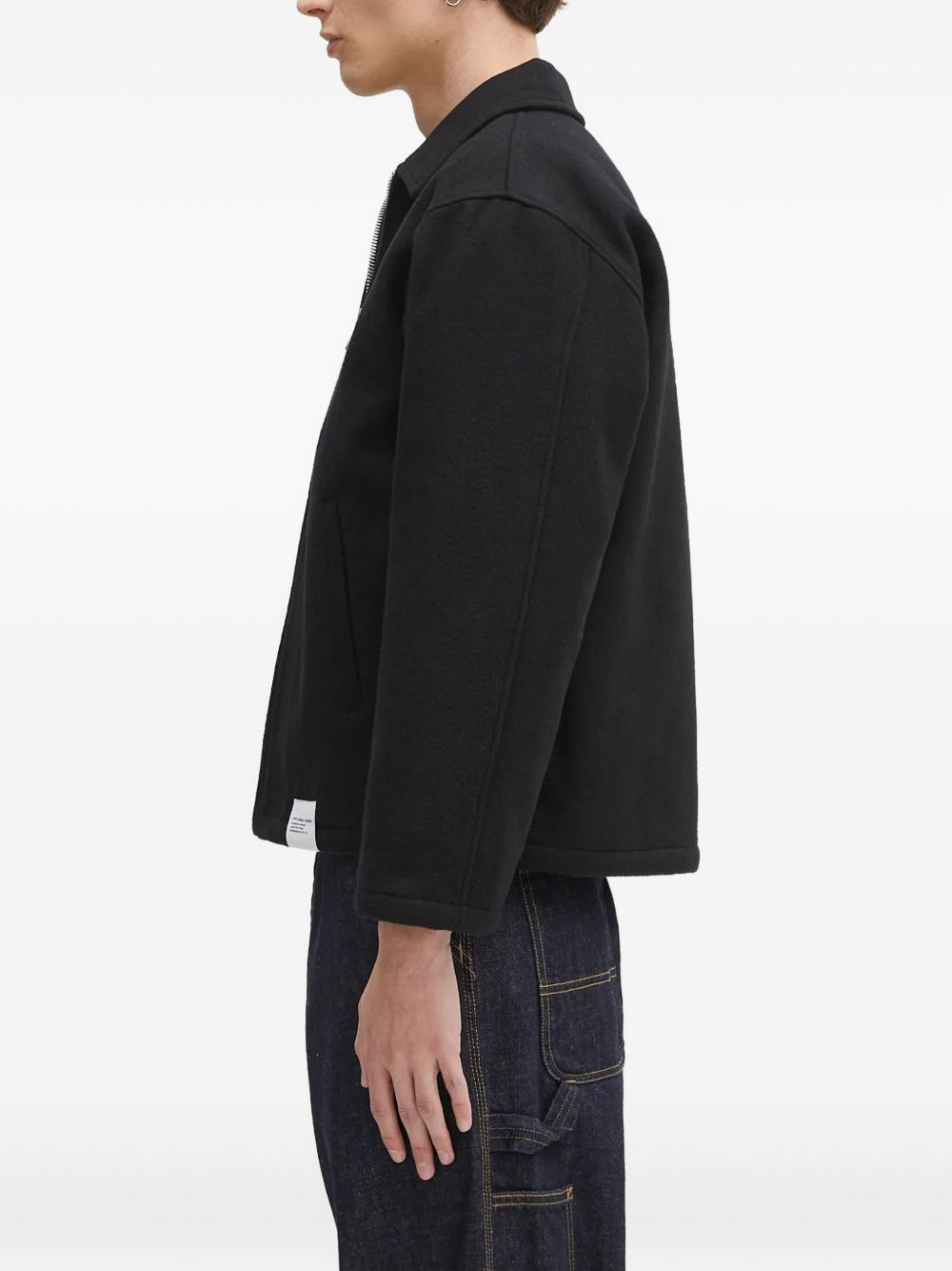 Melton logo-emblem zip-up shirt jacket - 2