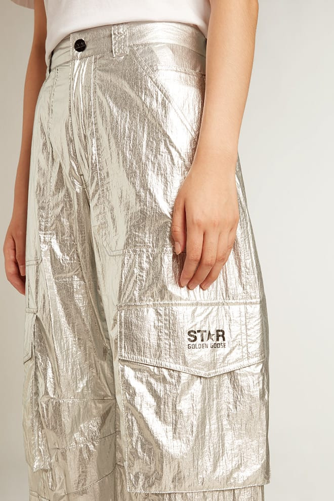 Cargo pants in silver technical fabric - 5
