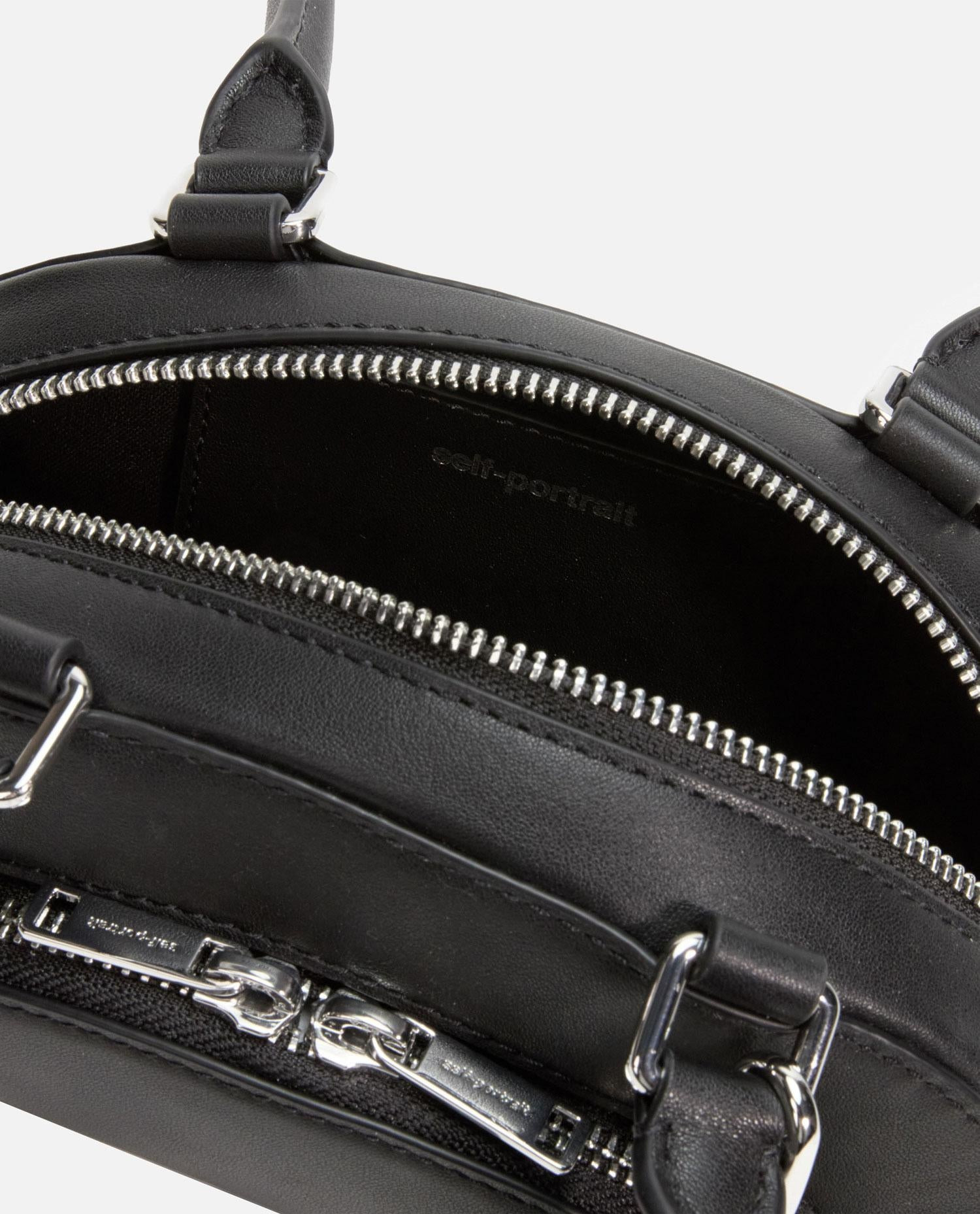 BLACK LEATHER MINI SHOULDER BAG WITH CHARM - 3