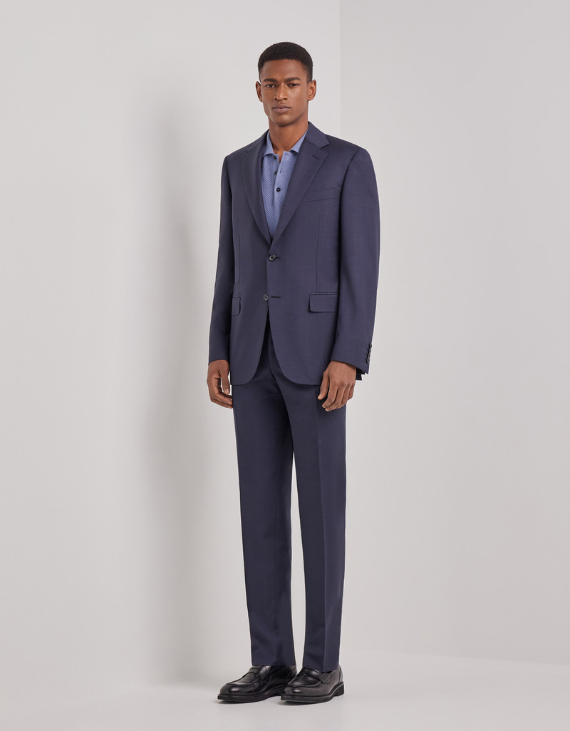 LIGHT BLUE DENIM-EFFECT WOOL REGULAR-FIT SUIT 51