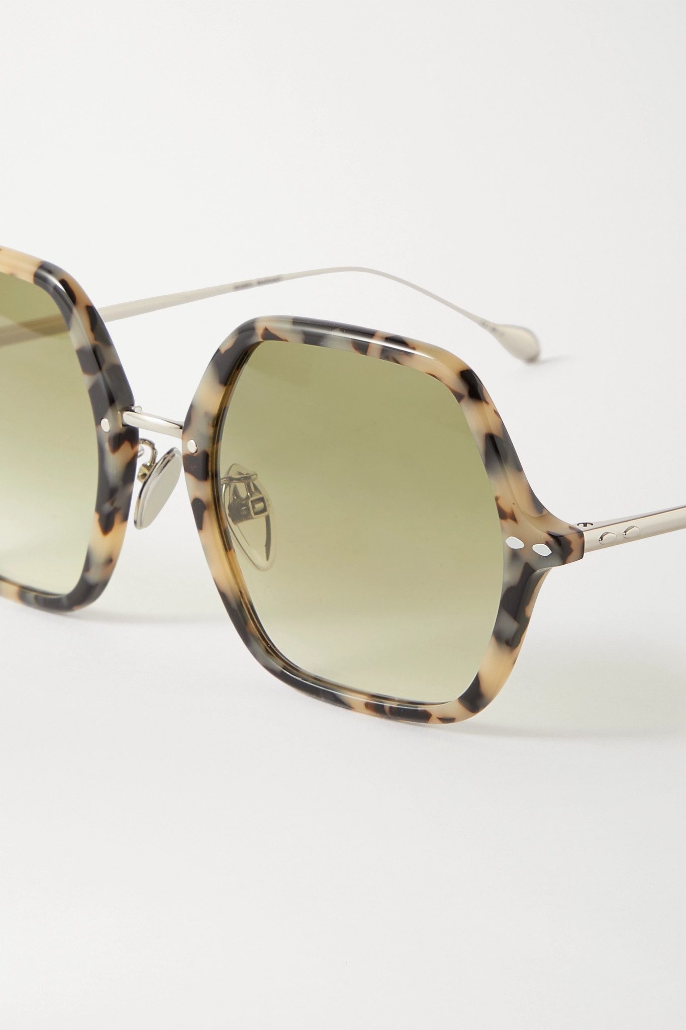 Hexagon-frame tortoiseshell acetate and silver-tone sunglasses - 4