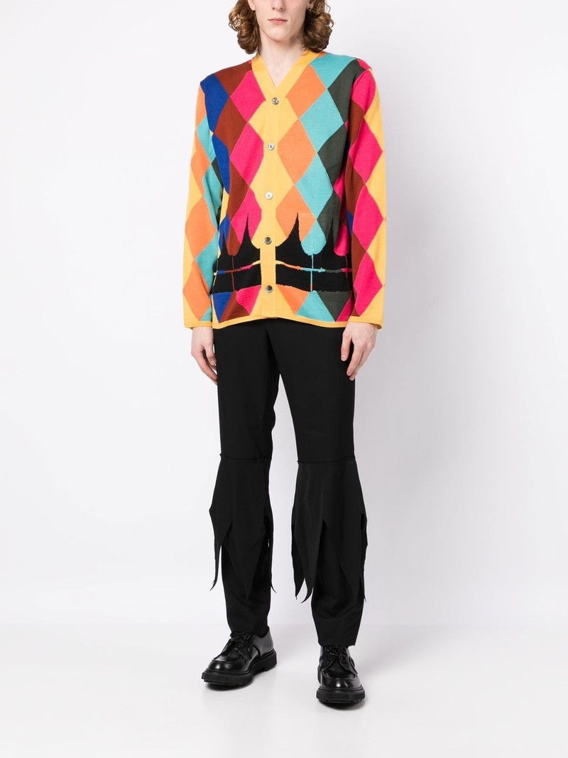 Comme des Garçons Homme Plus V-neck diamond-print cardigan outlook