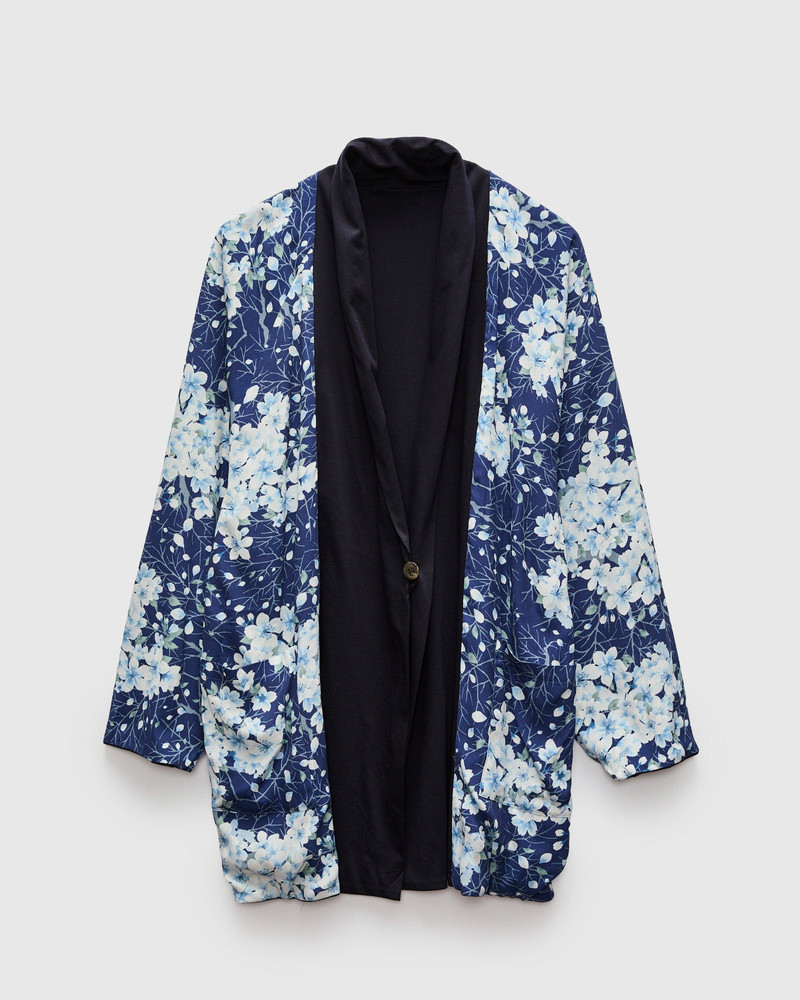 Blue Blue Japan "Sakura Kaza" Reversible Knit Haori in Dark Navy outlook