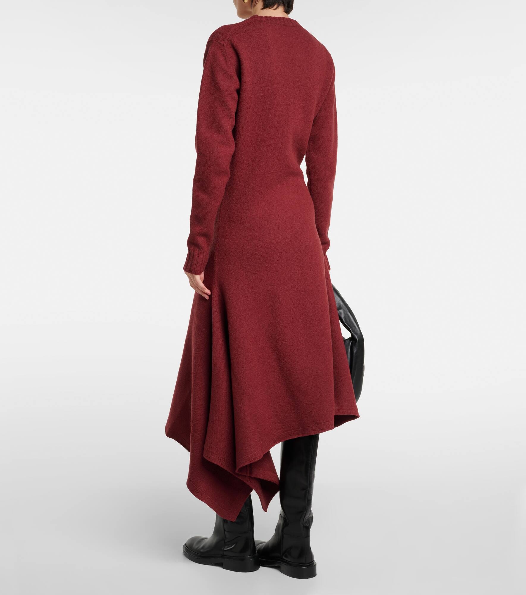 Asymmetric wool midi dress - 3