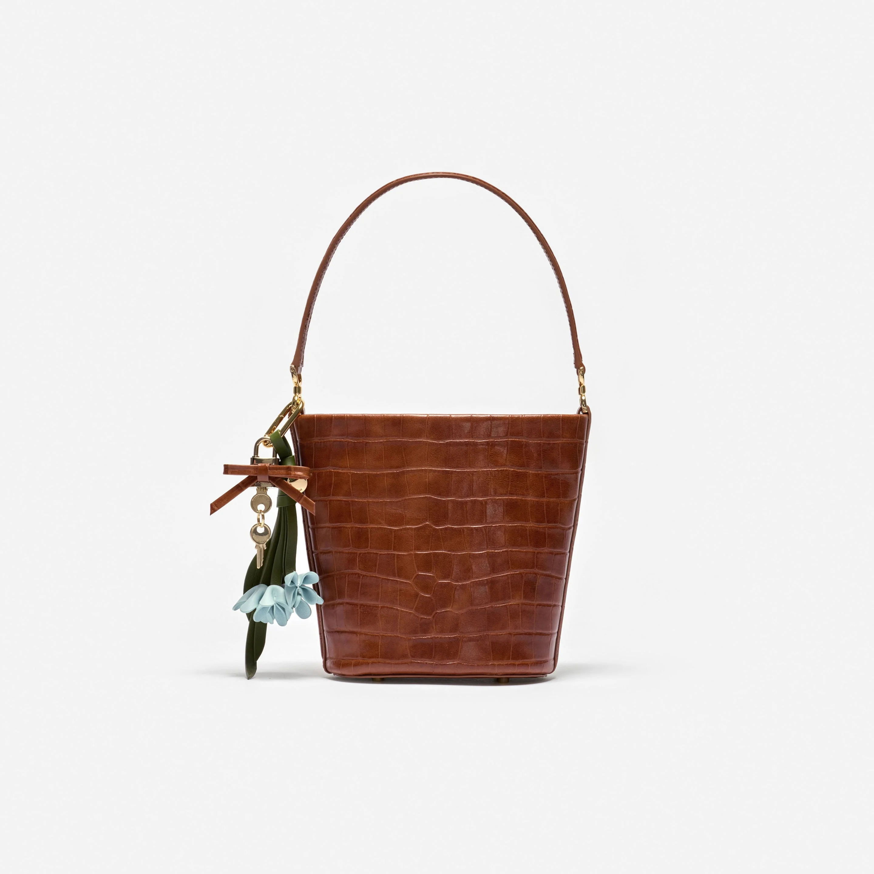 Brown Leather Bucket Bag - 1