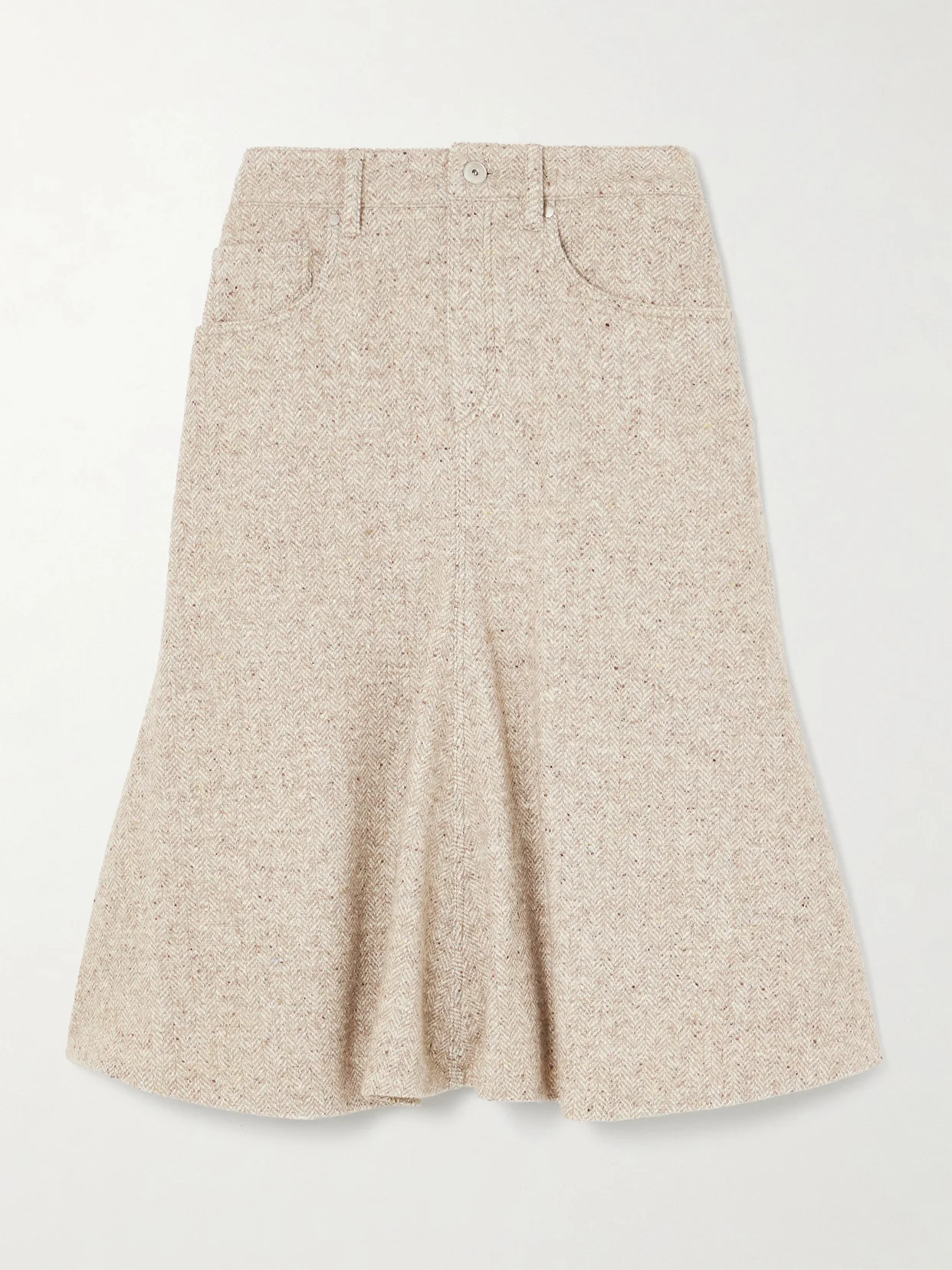 Herring Bone Wool-blend Midi Skirt - 1