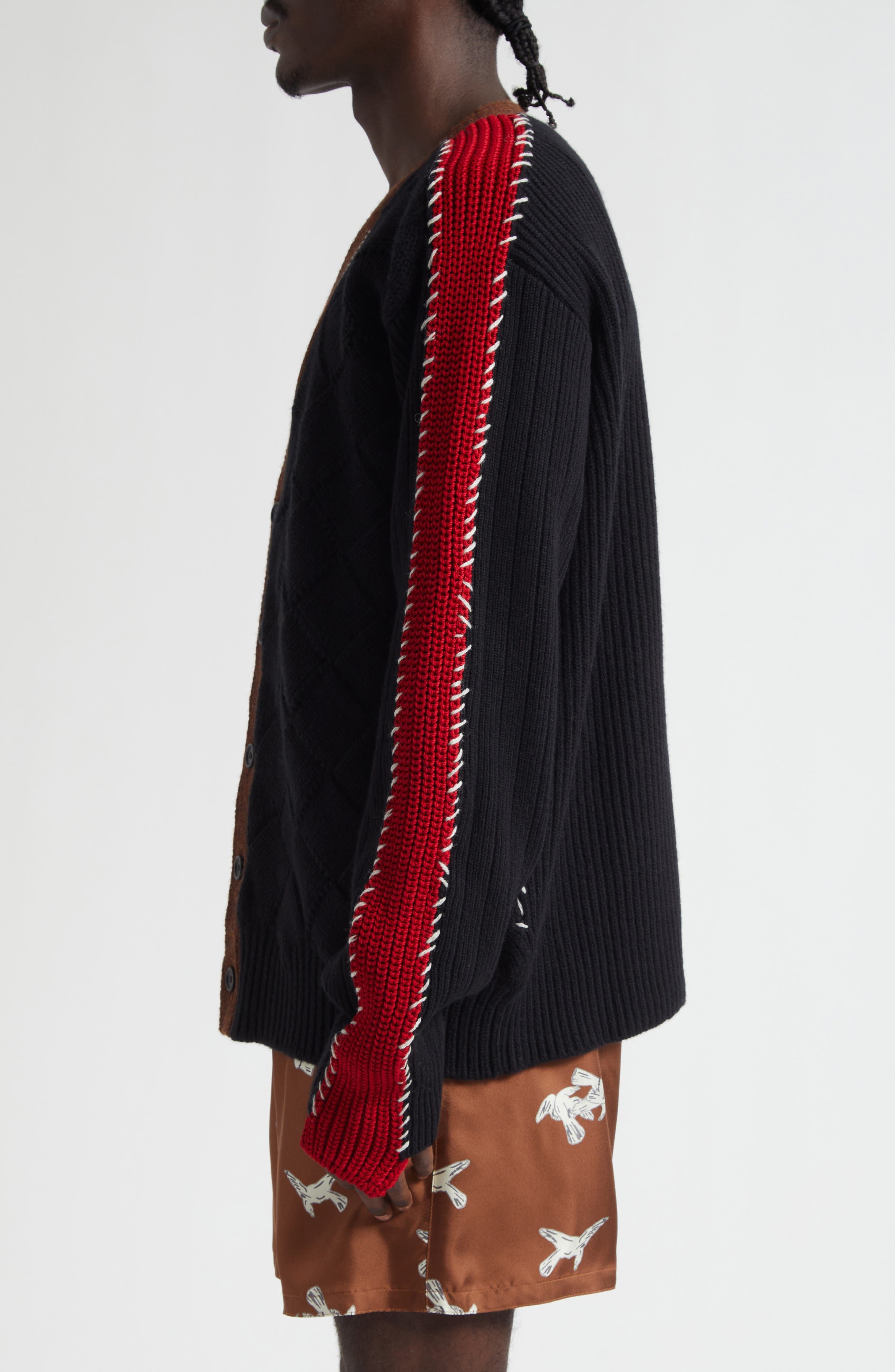 Marni Mended Colorblock Cardigan in Black at Nordstrom - 4
