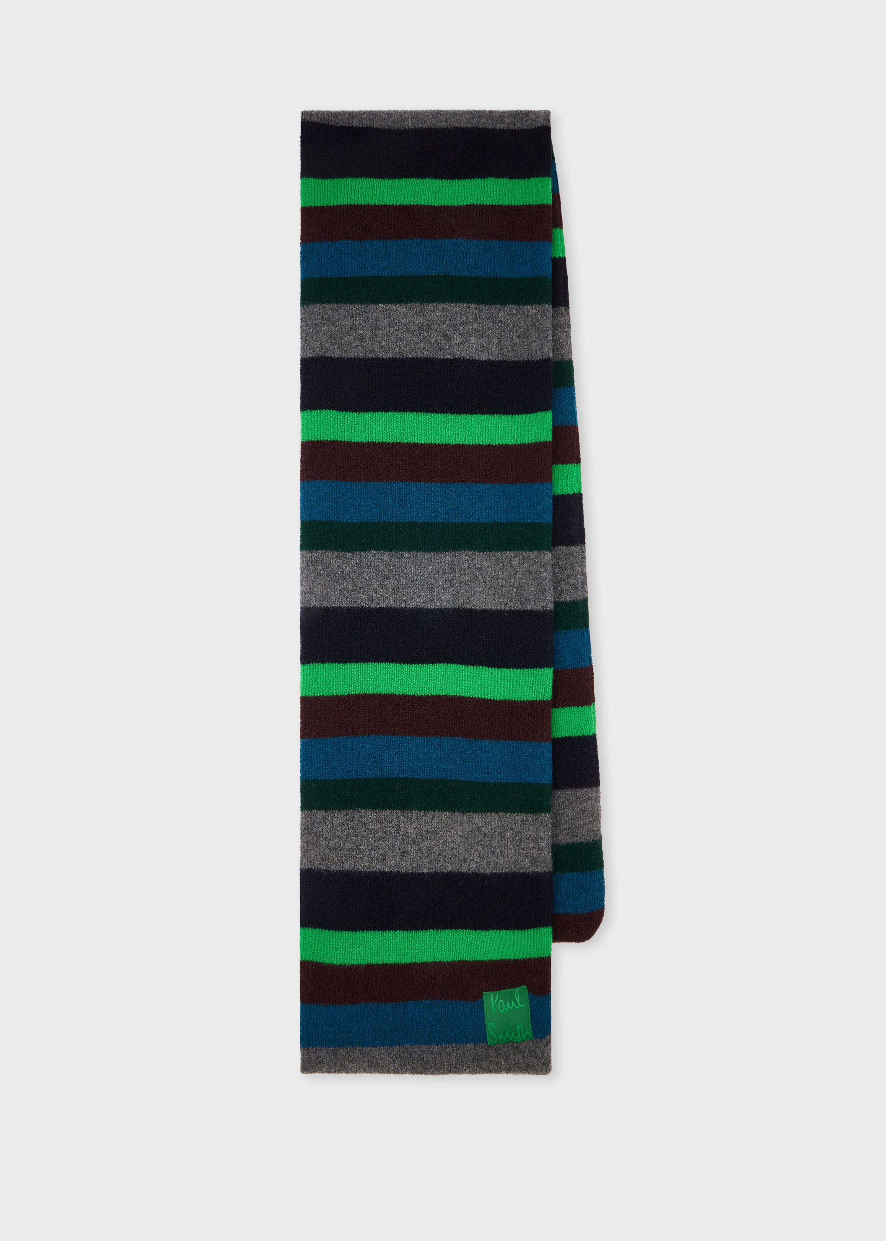 Green Stripe Lambswool Scarf - 1