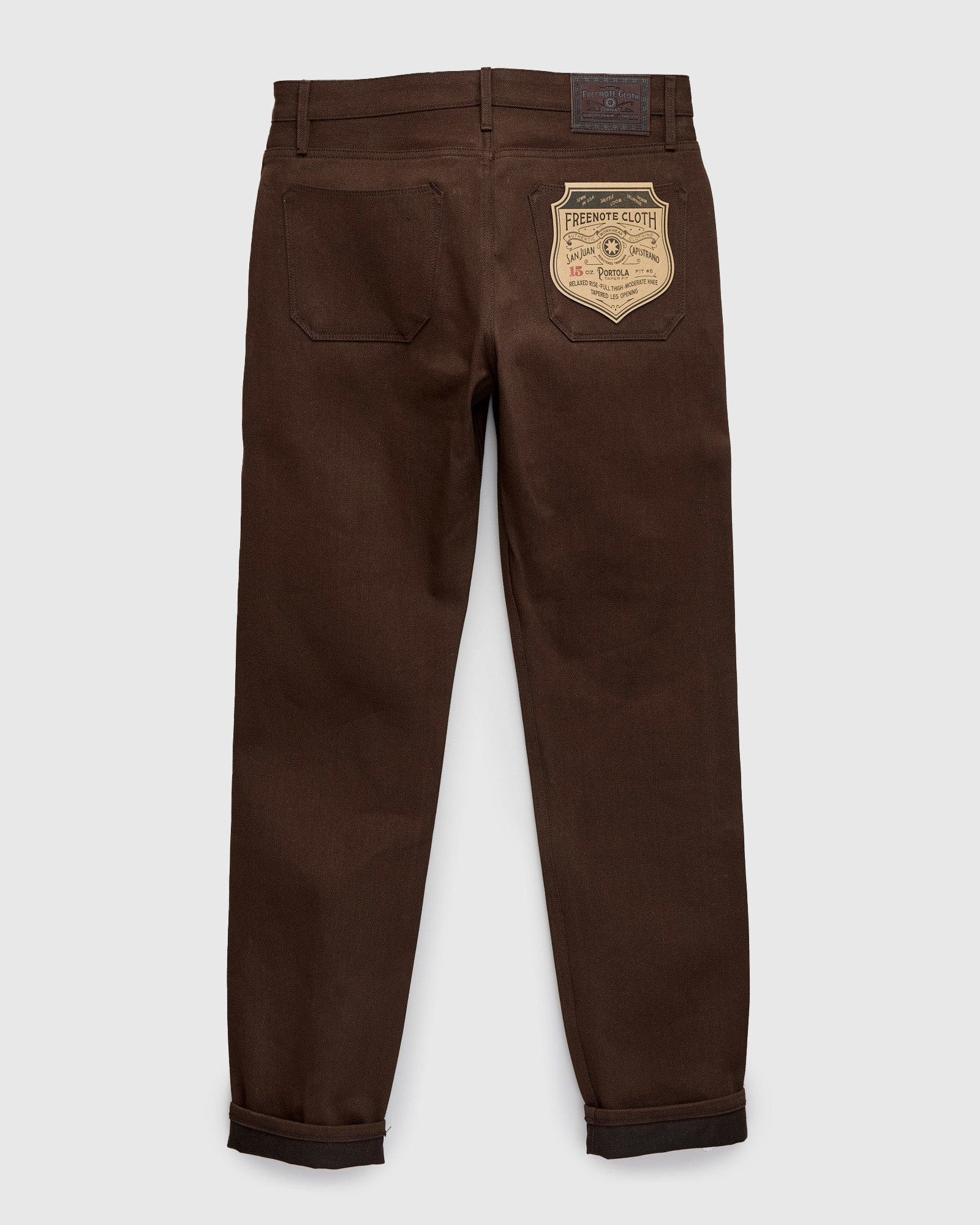 "Portola" 15oz Dark Brown Selvedge Denim - Tapered Fit - 3