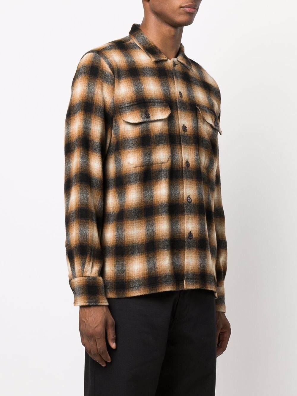 plaid-pattern utility shirt - 3