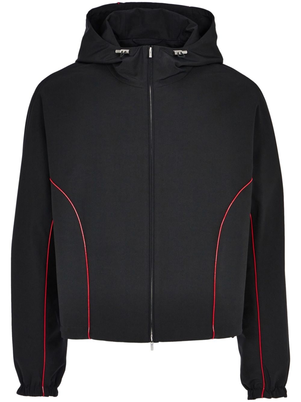 contrast-piping drawstring lightweight jacket - 1