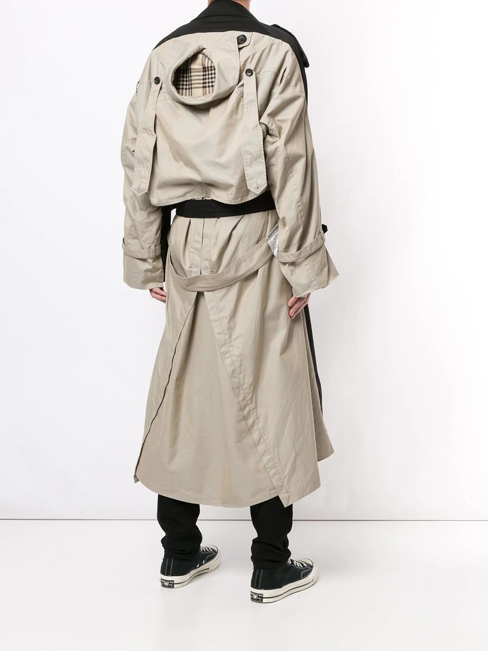 double-breasted panelled trench coat - 4