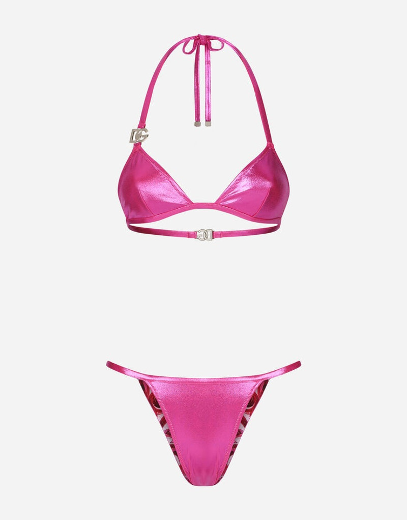 Laminated Triangle Bikini Top With DG Logo: 1
