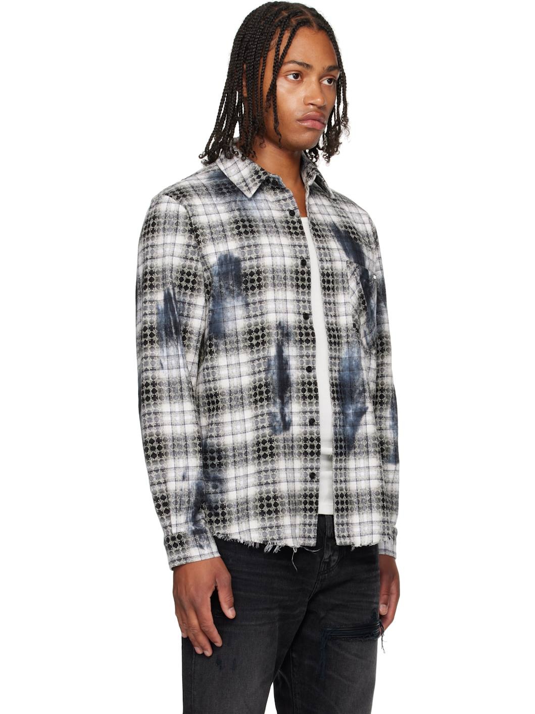 Black & White MA Quad Bleach Flannel Shirt - 2