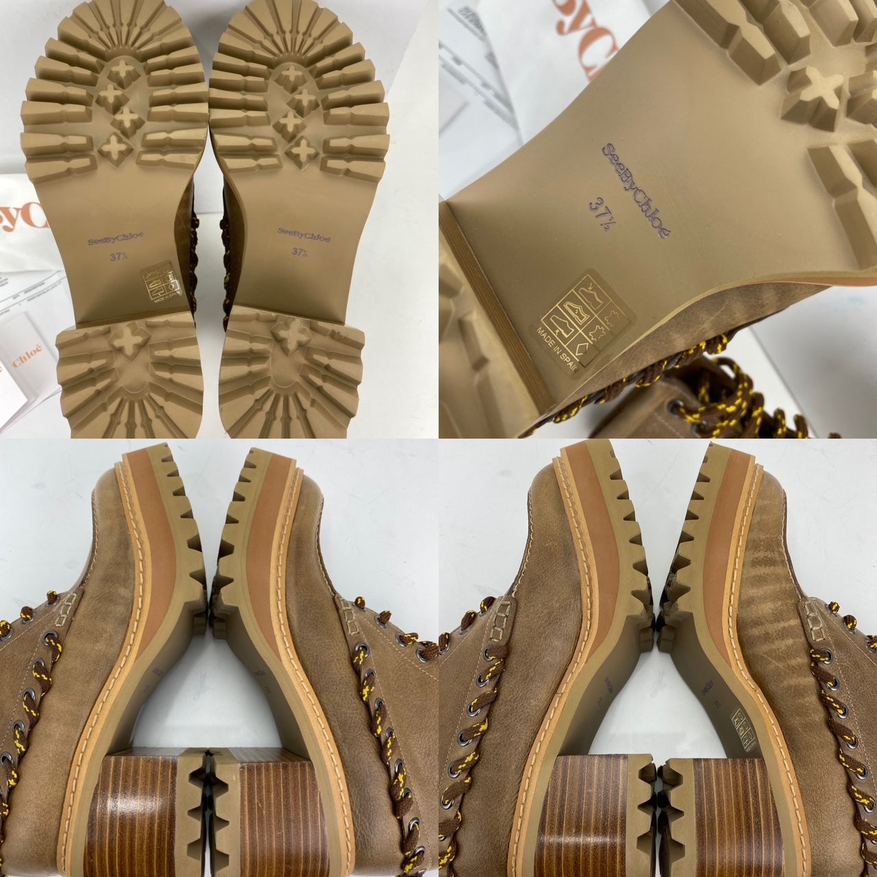 Chloé SEE BY CHLOE Mahalia Eyelet Calfskin Ankle Booties Brown