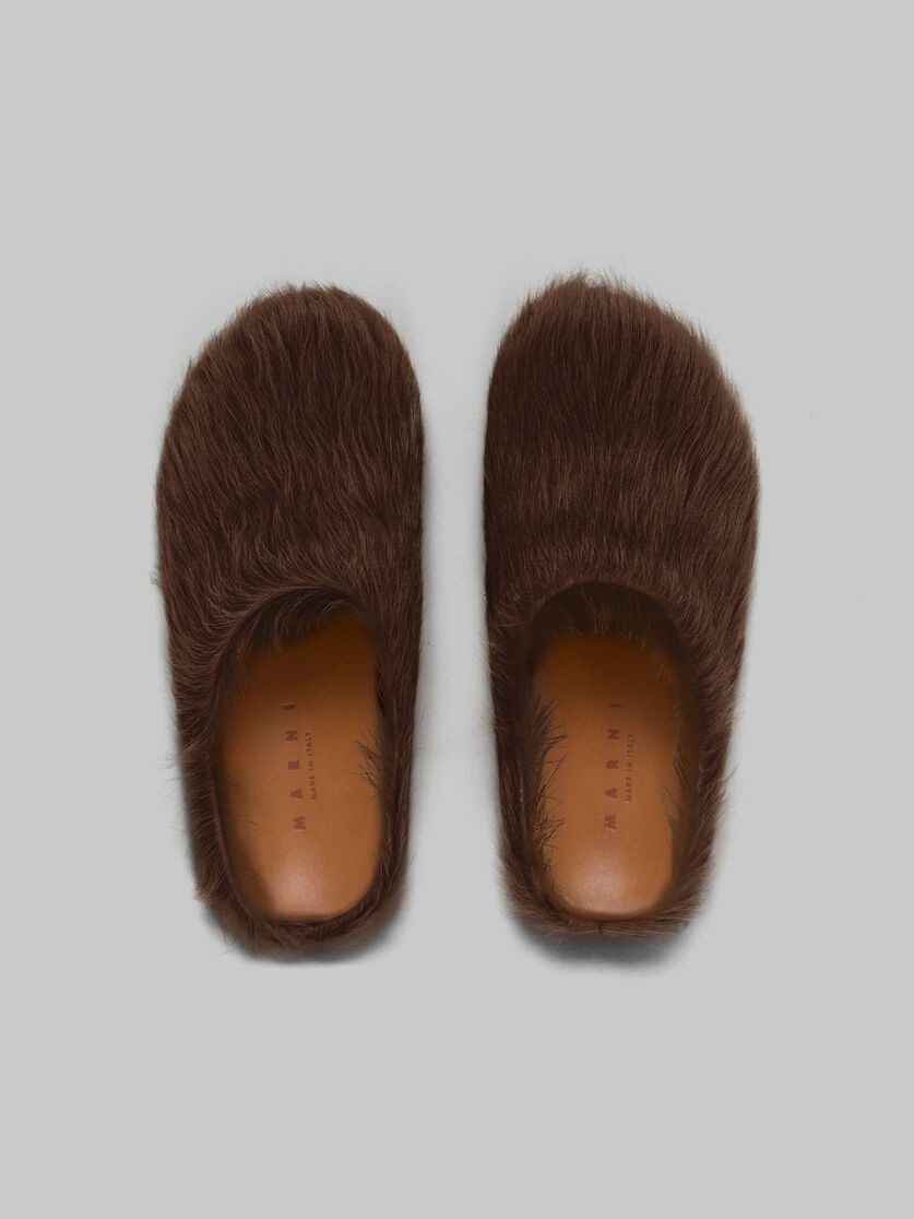 DARK BROWN LONG-HAIR CALFSKIN FUSSBETT SABOT - 4