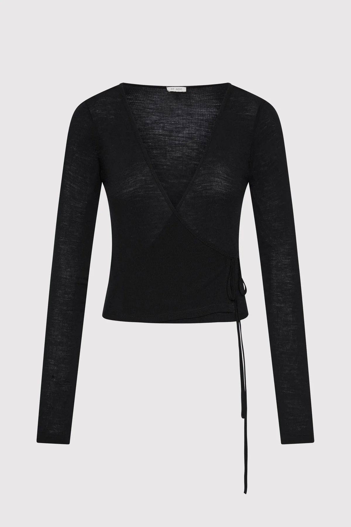 Baby Wool Wrap Top - Black - 1