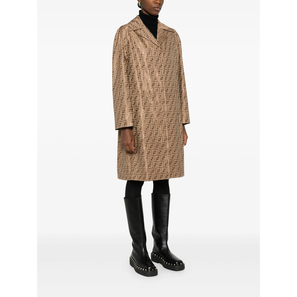 Fendi Neutrals Coats - Single Breasted Coats Women - 4