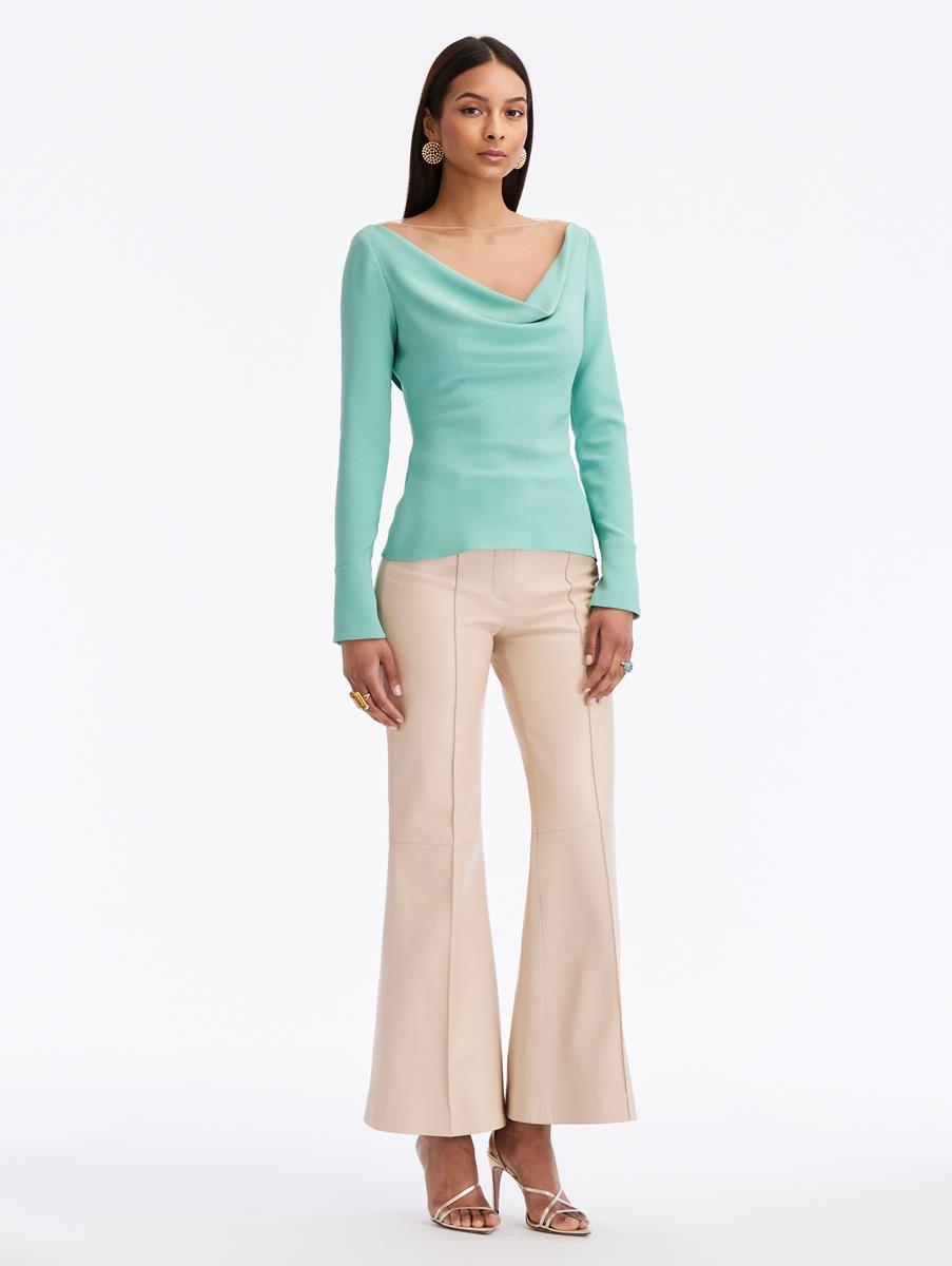 BUTTON DETAIL COWL NECK BLOUSE - 2