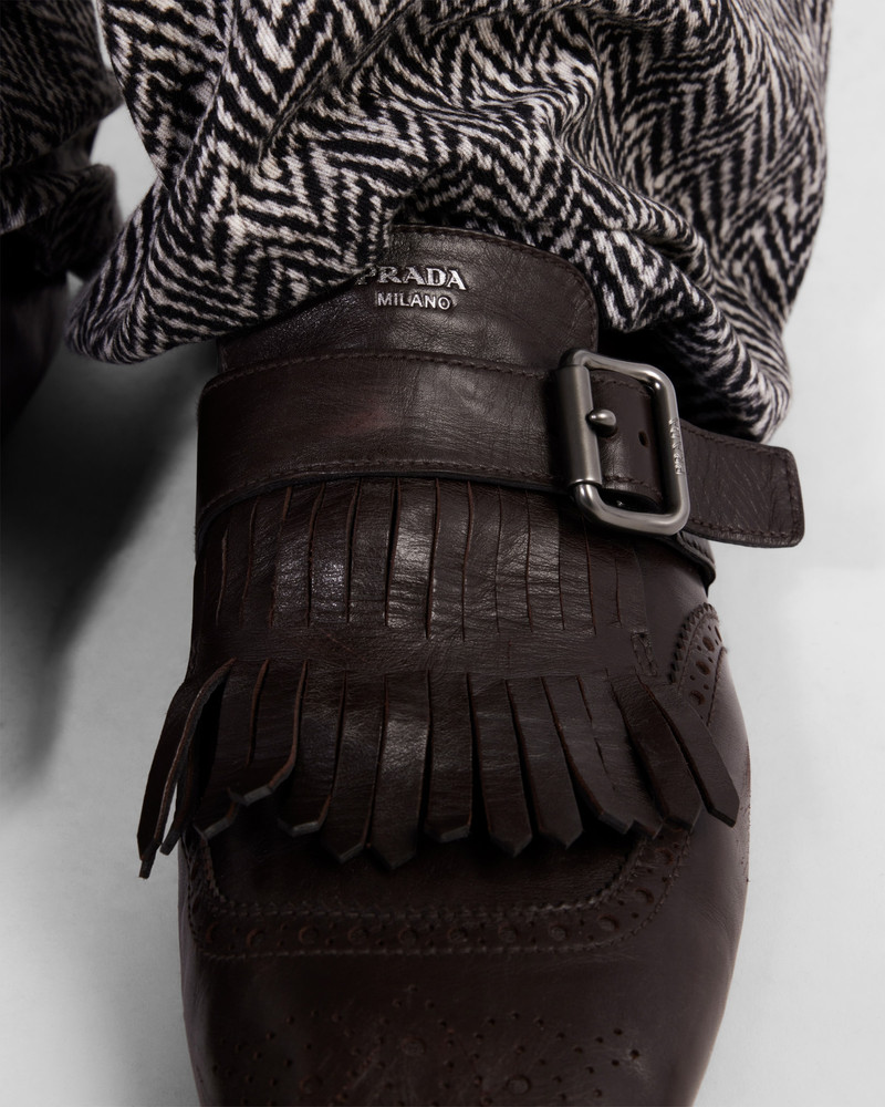 Prada Shuffle fringed monk strap shoes outlook