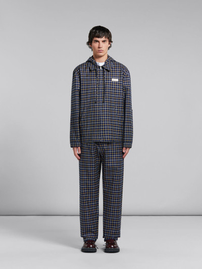 Marni BLUE CHECKED WOOL AND COTTON OVERSHIRT outlook
