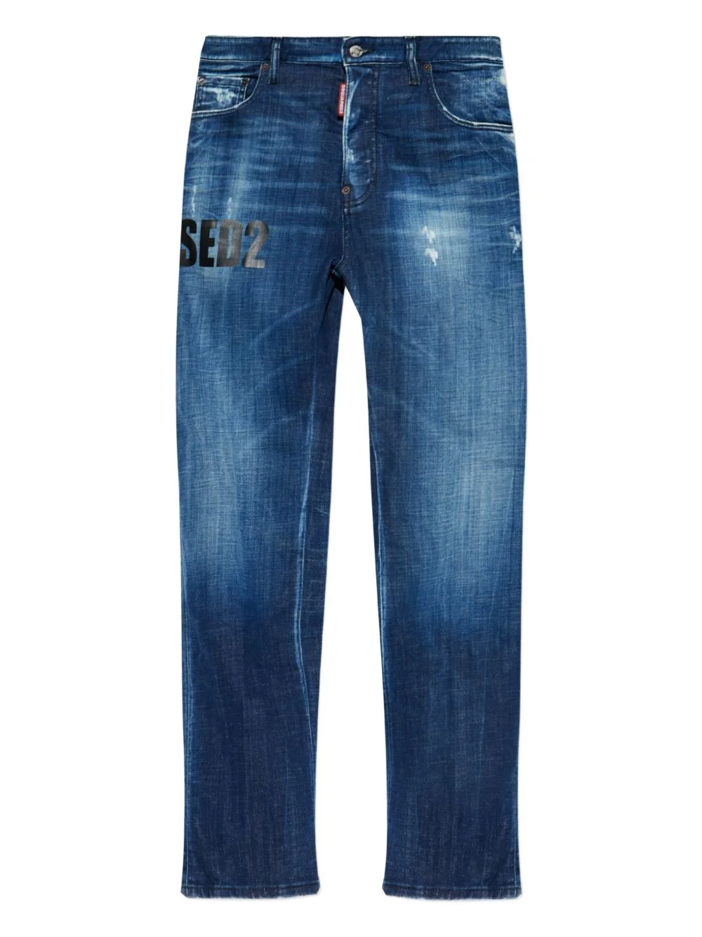 distressed logo jeans - 1