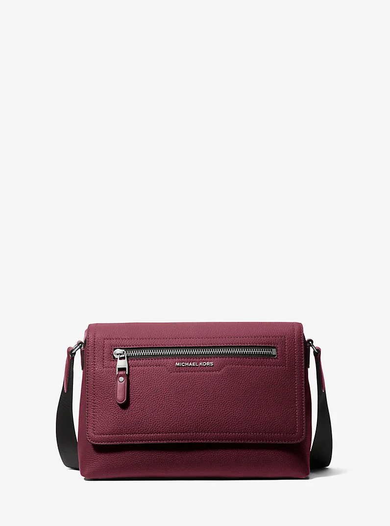 Hudson Small Pebbled Leather Messenger Bag - 1