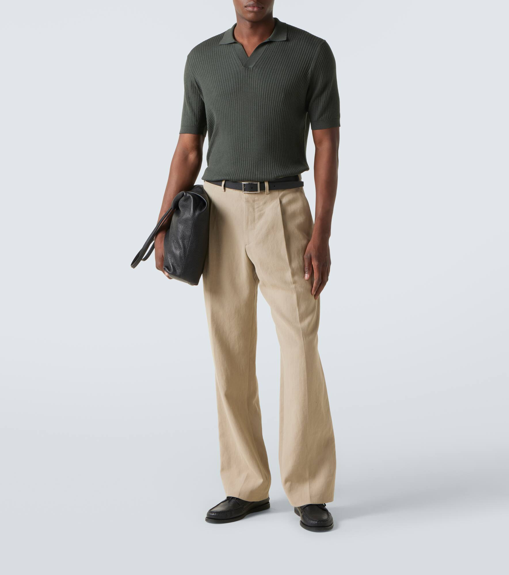 Ribbed-knit silk and cotton polo shirt - 2