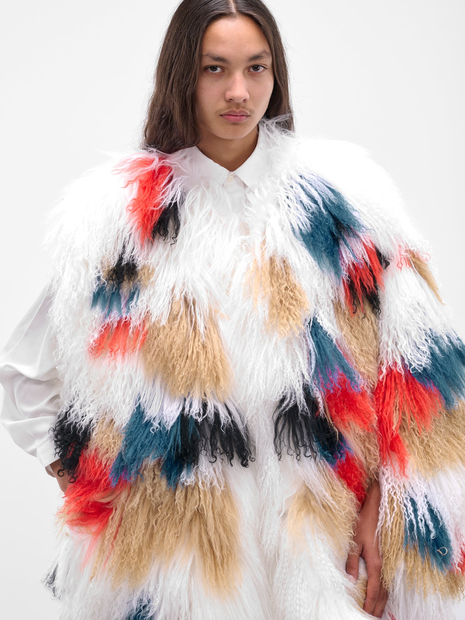 Multi-Color Oversized Faux Fur Coat - 4