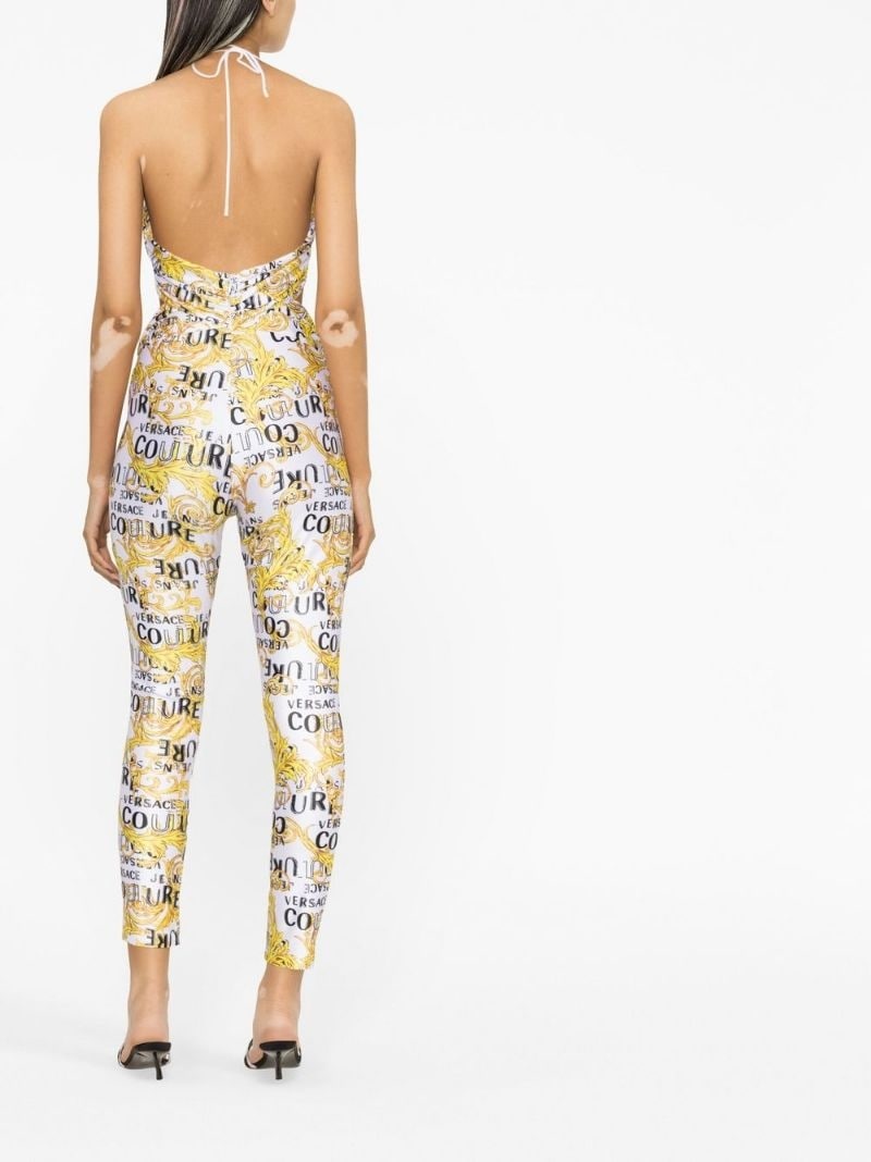 logo-print halterneck jumpsuit - 3