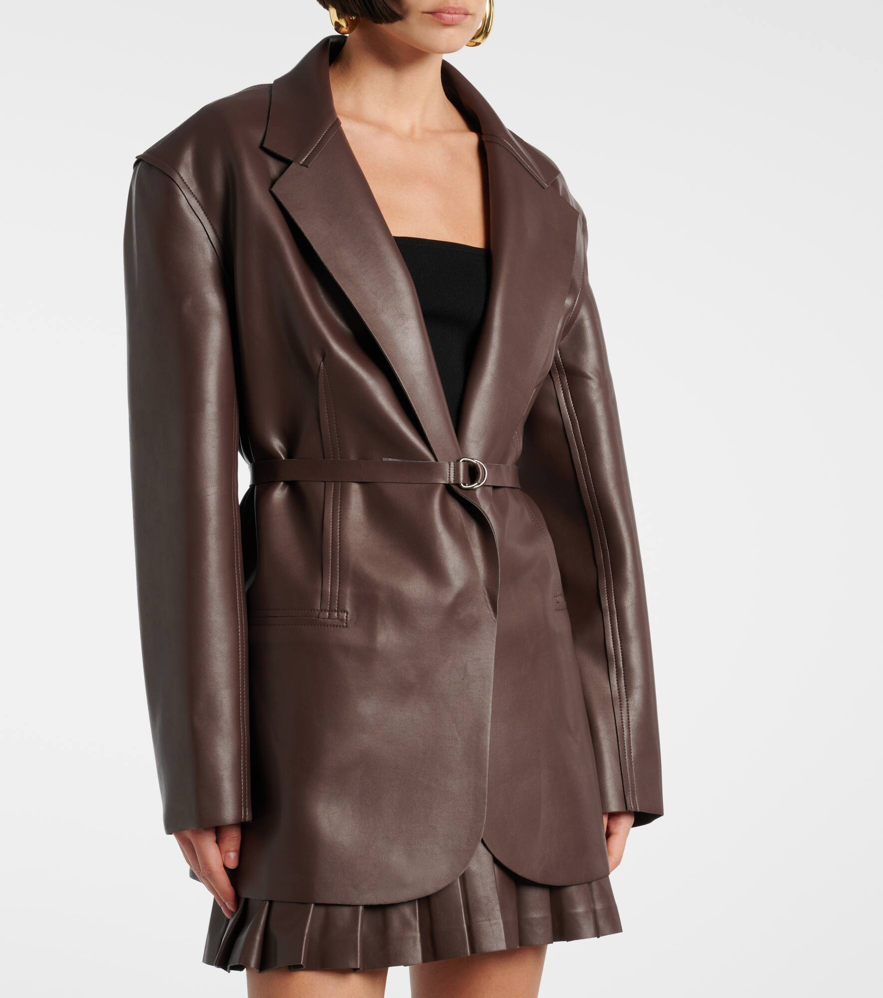 Oversized faux leather blazer - 5