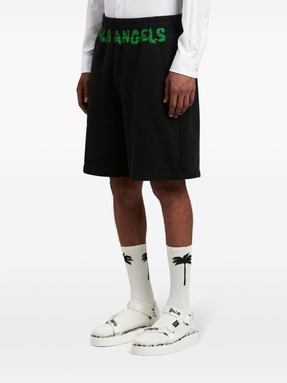 logo-print cotton track shorts - 4