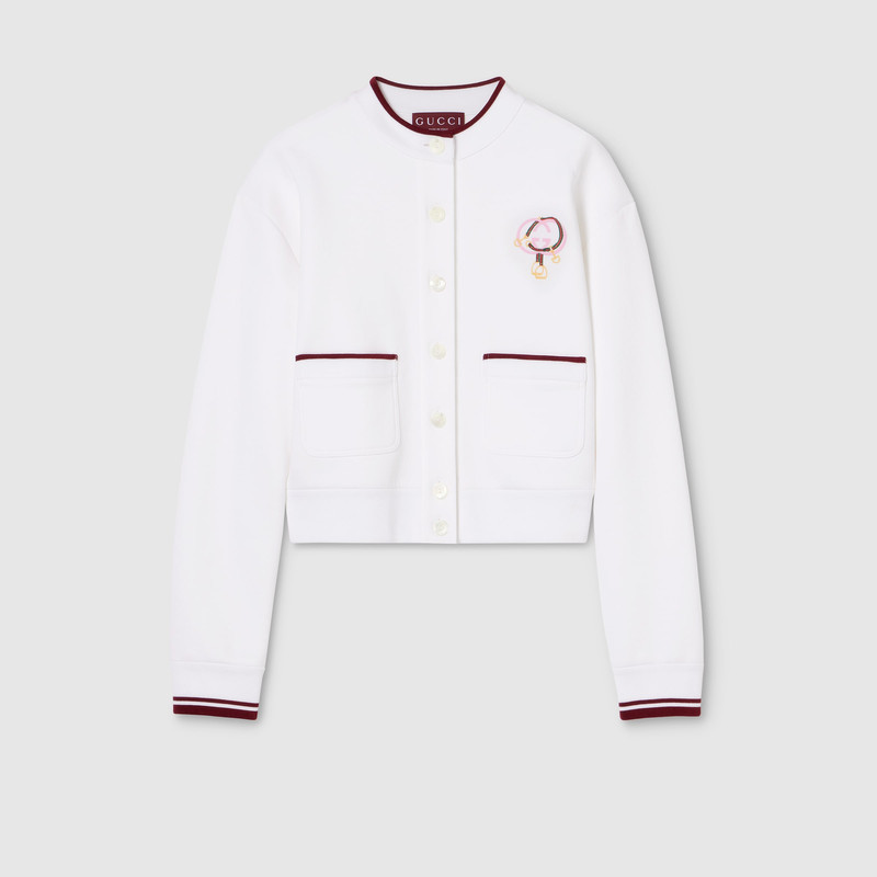 Cotton jersey cardigan with embroidery 1