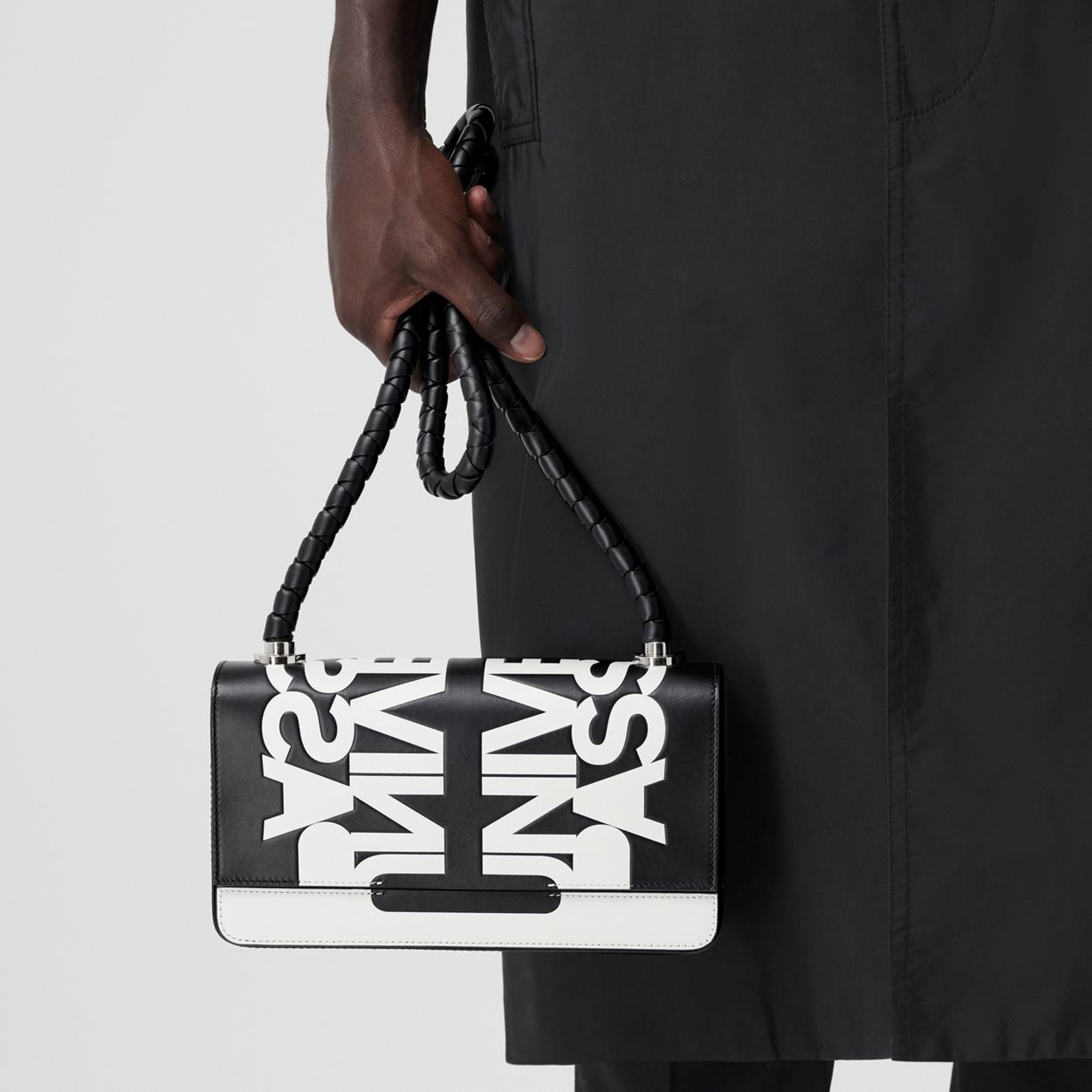 Slogan Print Leather Crossbody Bag - 3