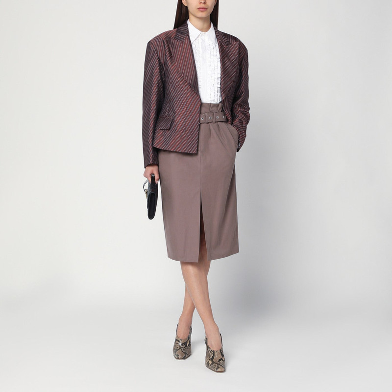 Dries Van Noten Taupe skirt in cotton with belt outlook