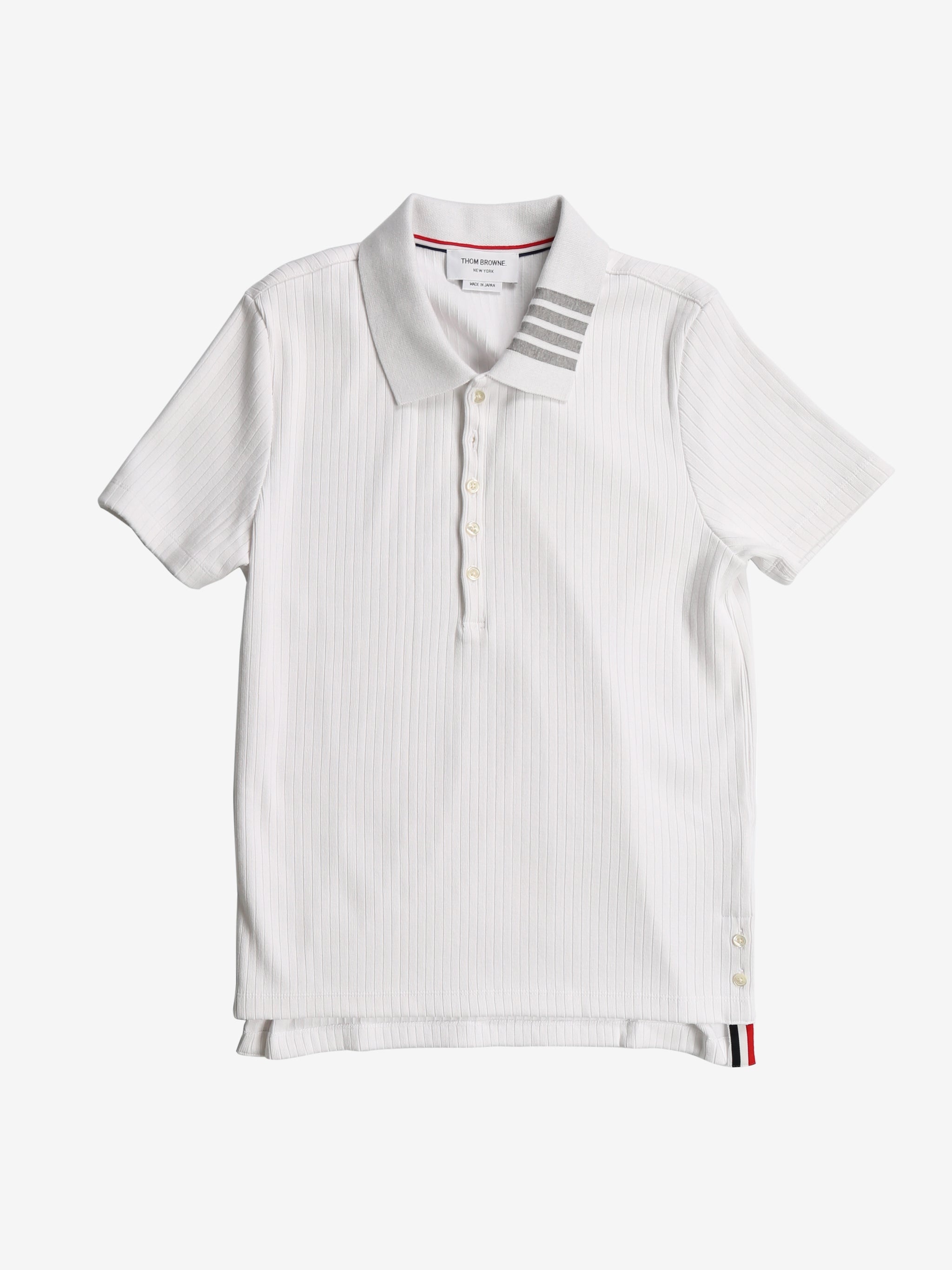 THOM BROWNE Men Short Sleeve Polo W/ 4 Bar Collar In 5X2 Rib - 1