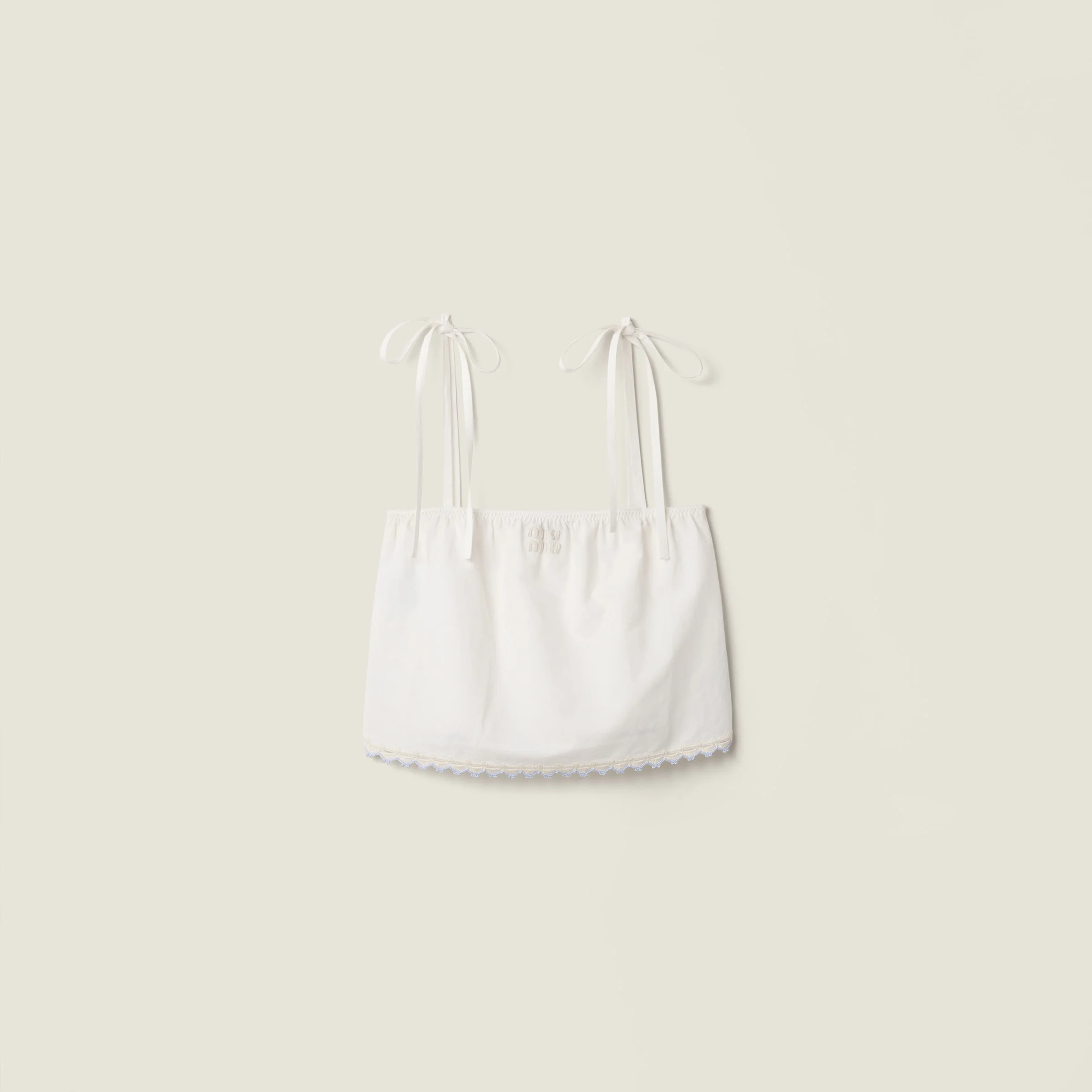 Embroidered slubbed poplin top - 1
