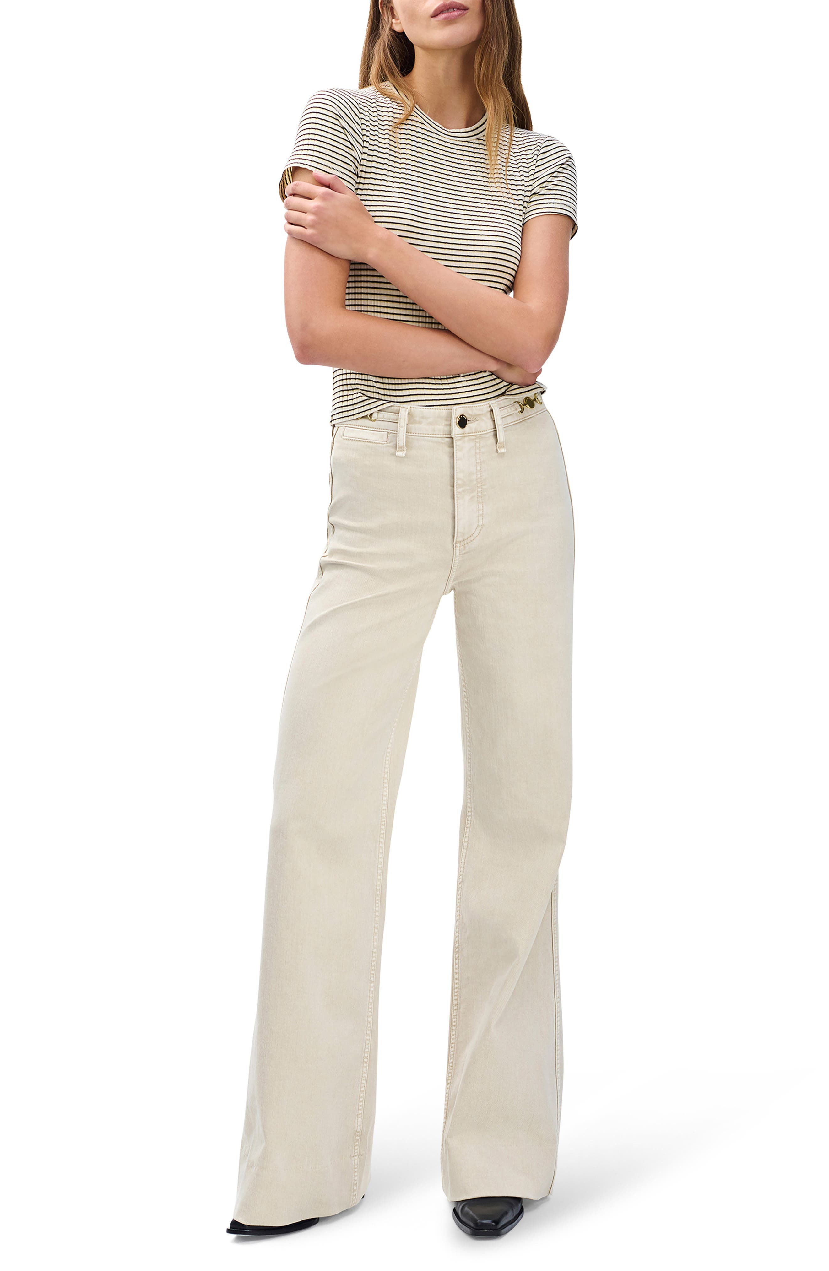 rag & bone Skylar High Waist Flare Trouser Jeans in Sandstone at Nordstrom - 6