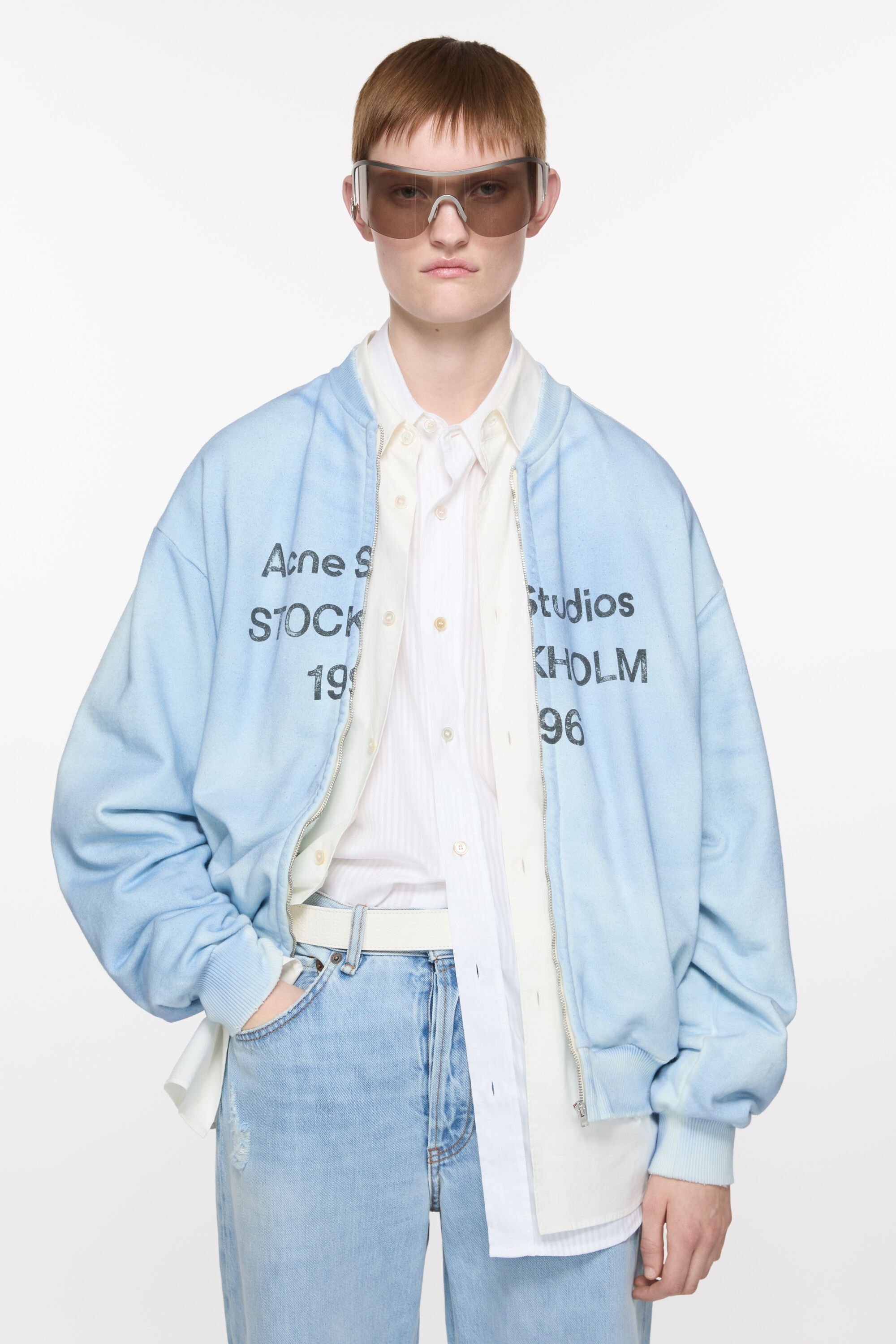 Zip sweater logo - Dusty blue - 2
