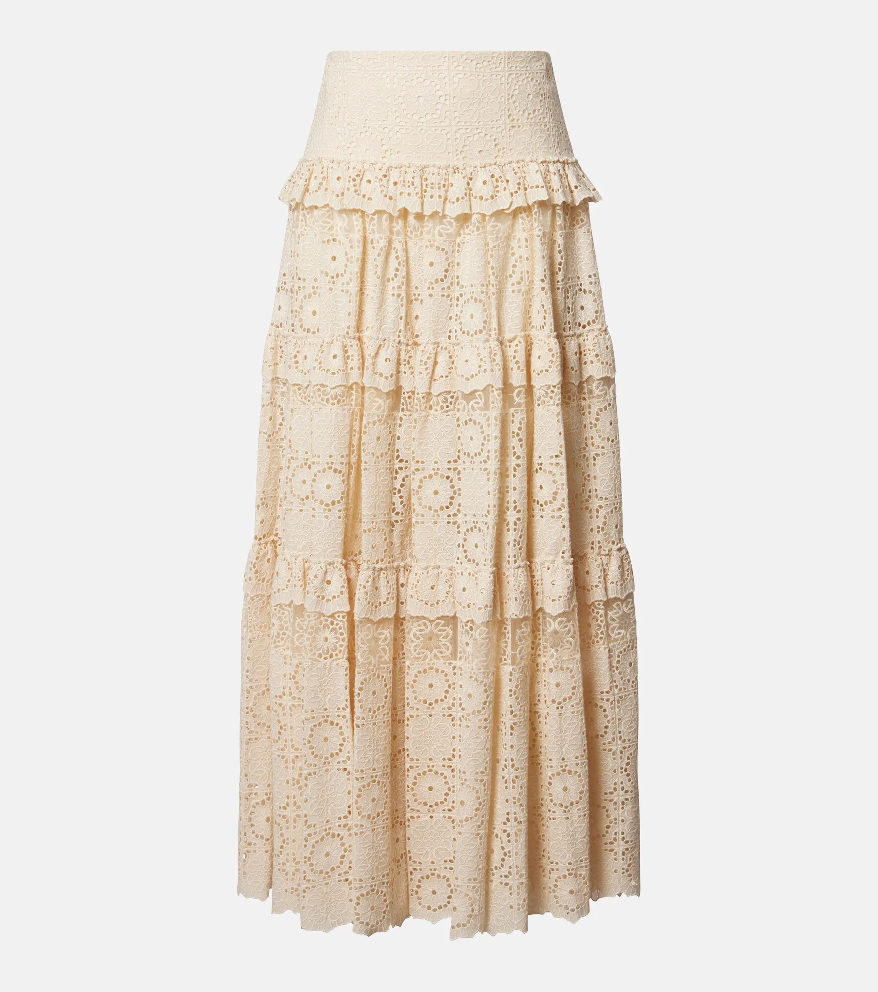 Guipure lace cotton and silk-blend maxi skirt - 1