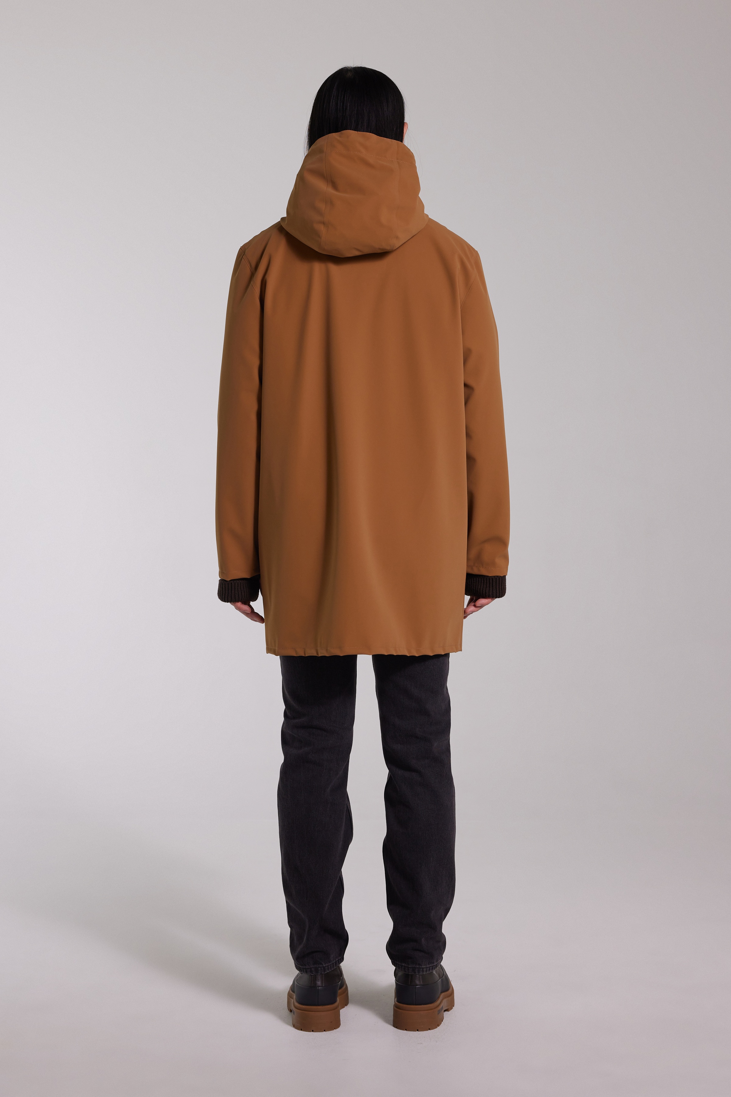 Stockholm Lightweight Zip Matte Raincoat Cognac - 2