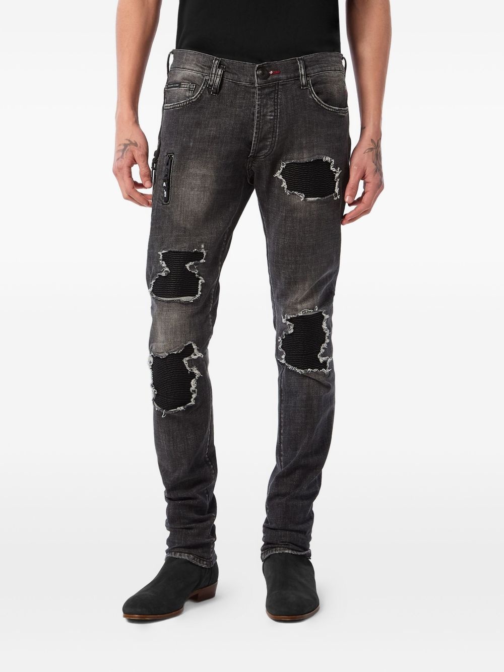 distressed straight-leg jeans - 2
